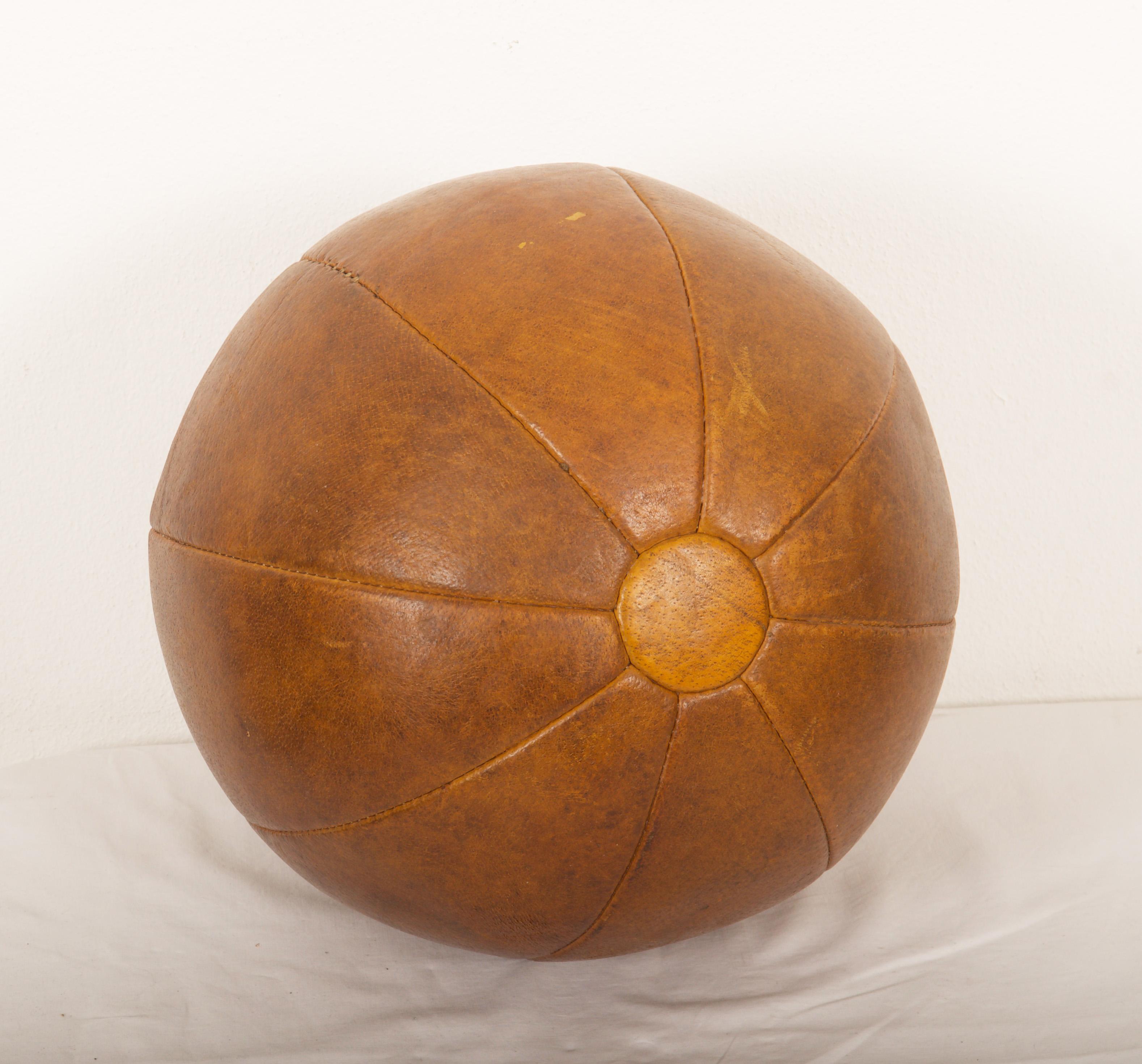 Mid-Century Modern Vintage Leather Medicine Ball For Sale