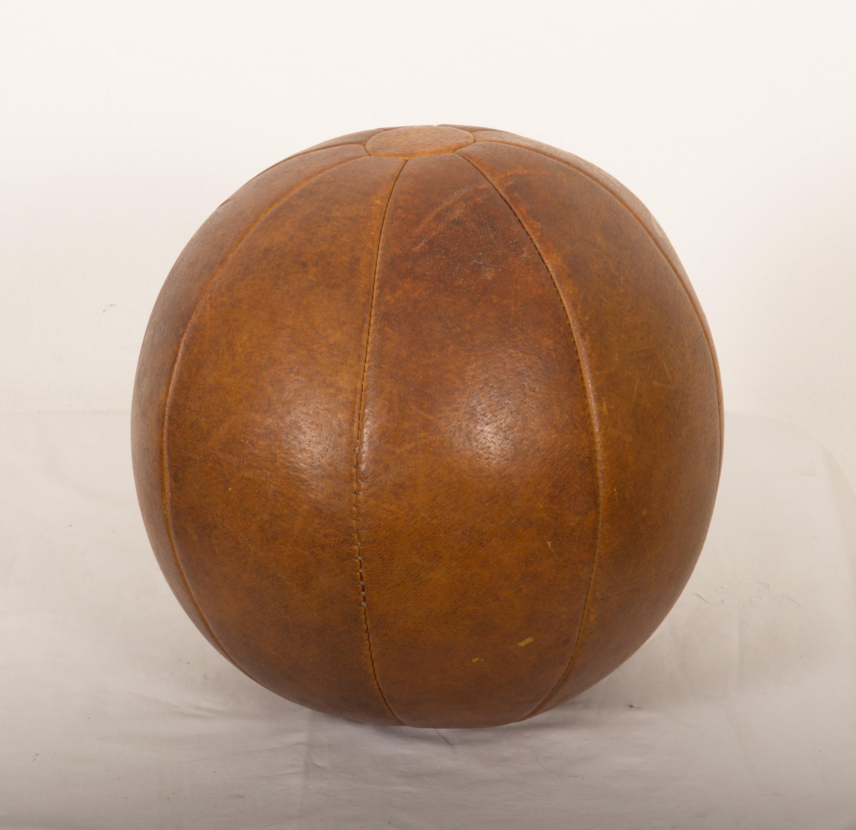 German Vintage Leather Medicine Ball For Sale
