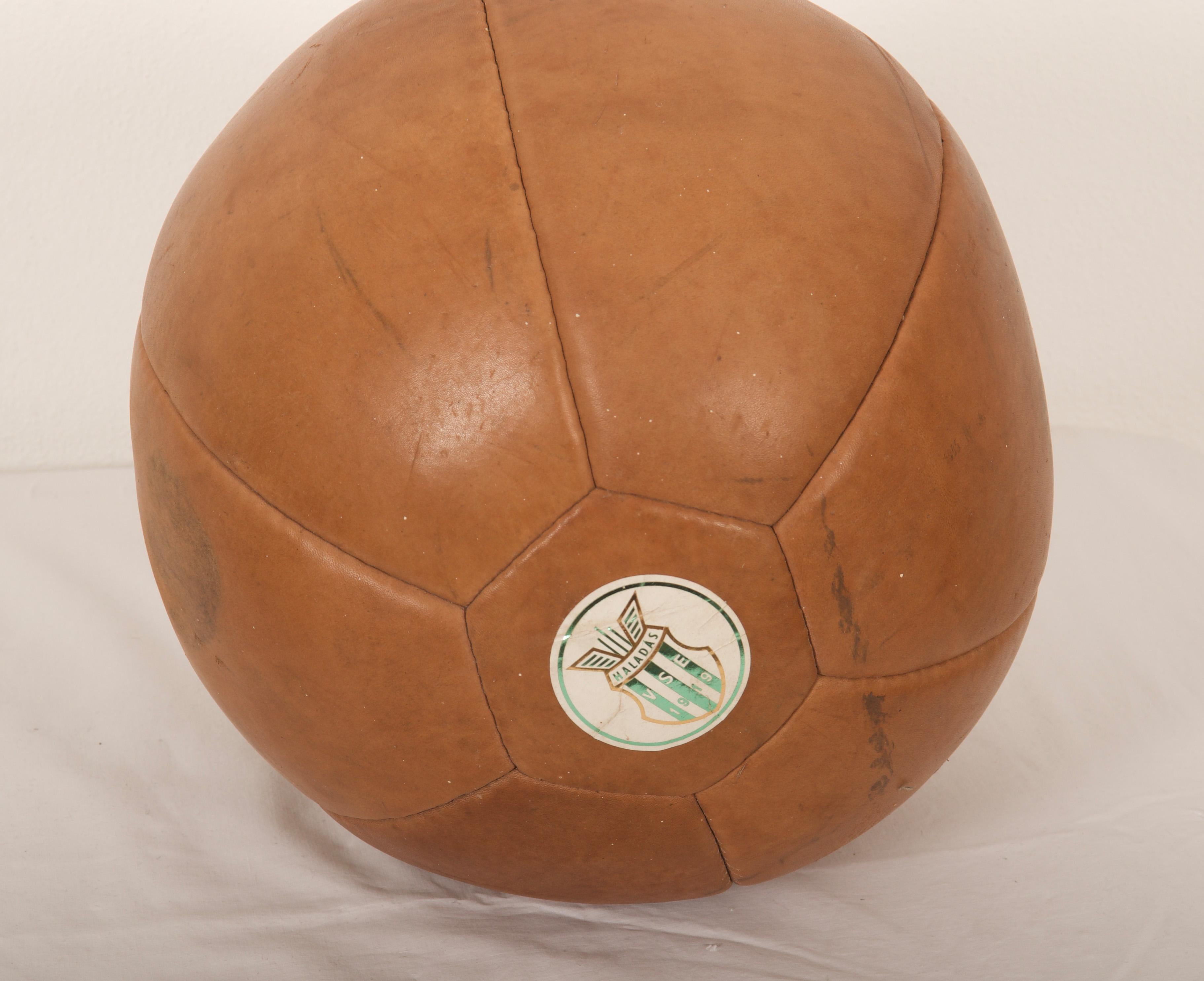 Mid-Century Modern Vintage Leather Medicine Ball For Sale