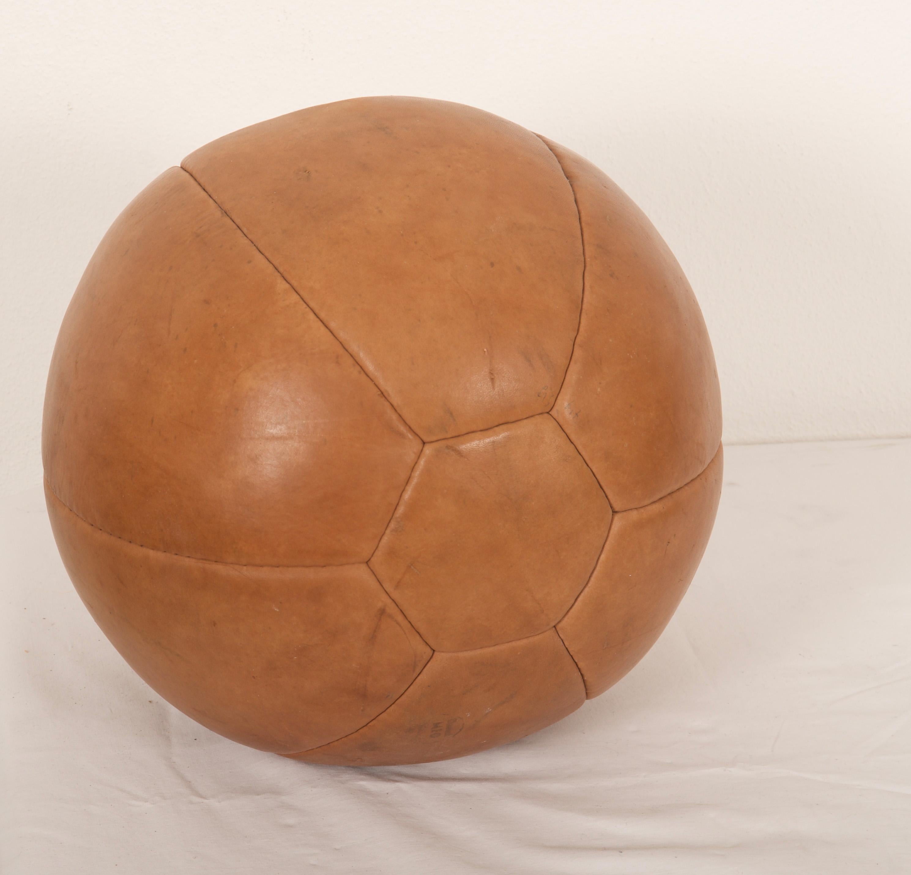 German Vintage Leather Medicine Ball For Sale