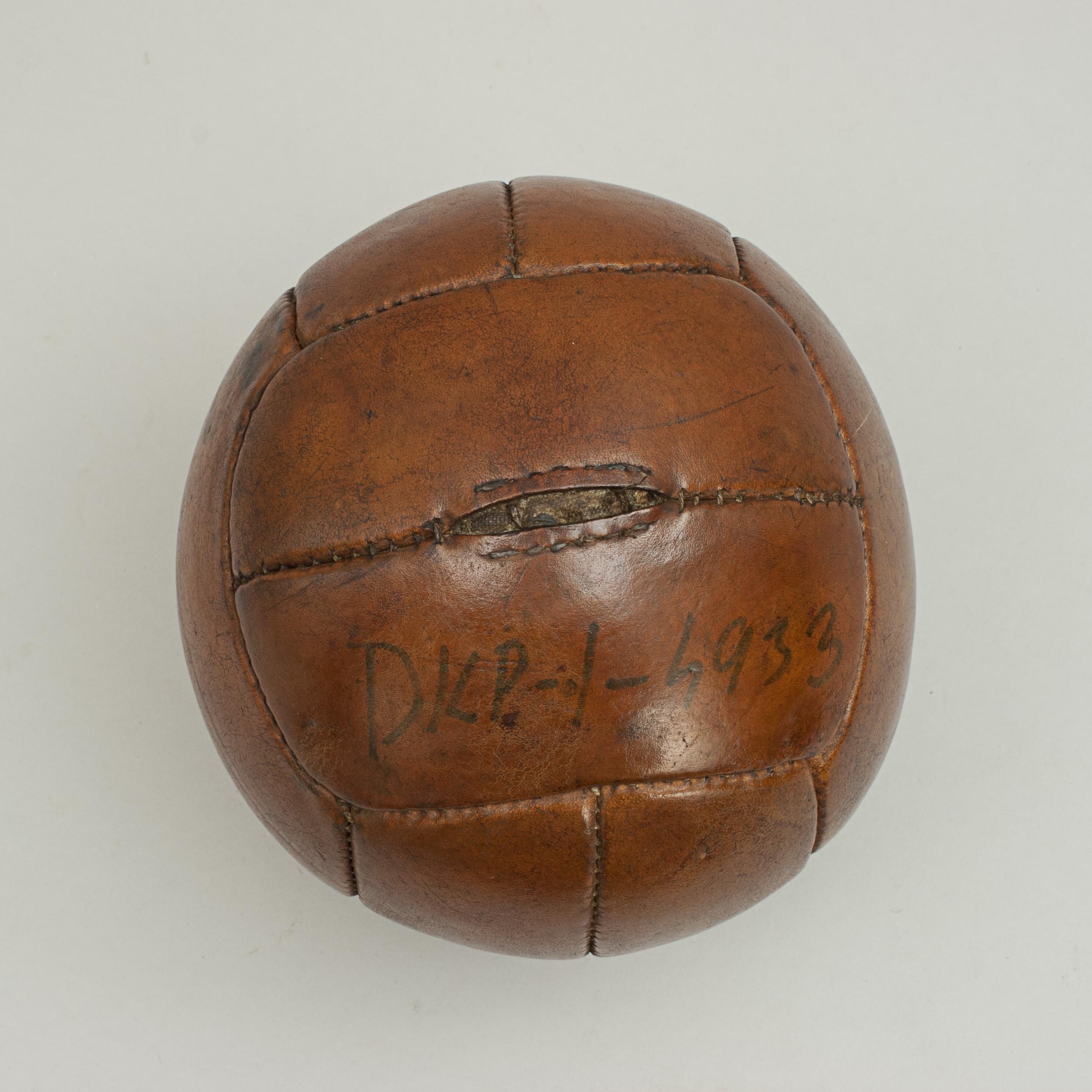 Mid-20th Century Vintage Leather Medicine Ball