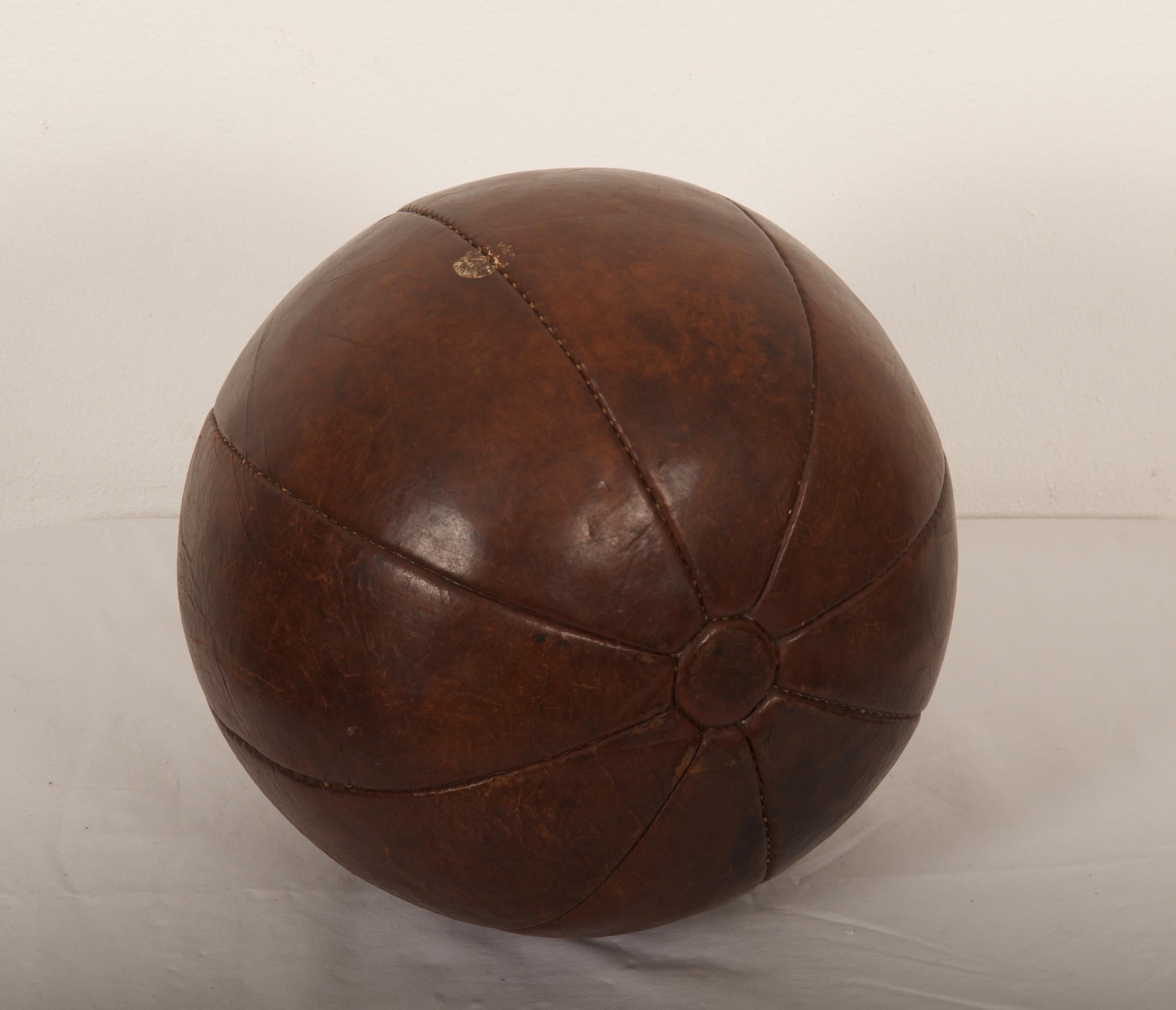 Mid-20th Century Vintage Leather Medicine Ball For Sale