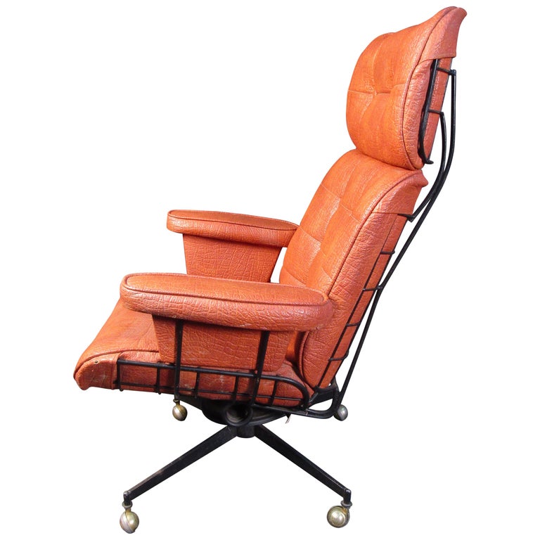 Vintage Leather Office Chair For, Orange Leather Office Chair