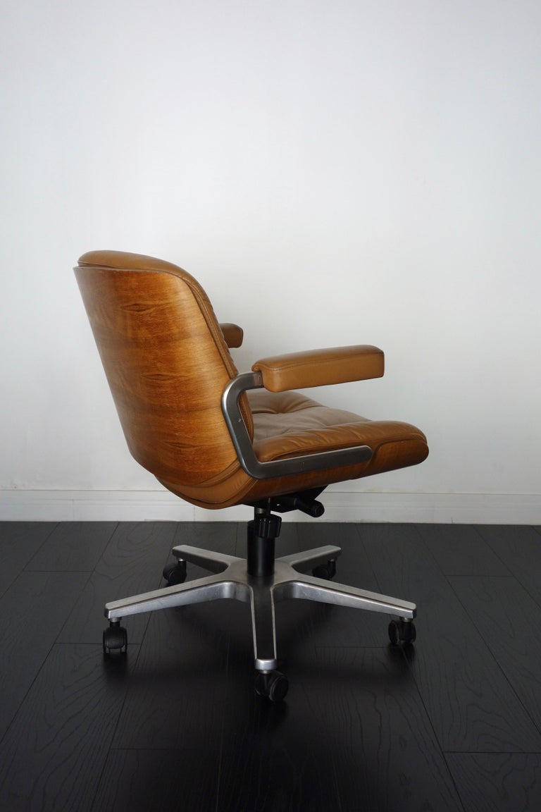 Vintage Leather Office or Desk Chair Swiss by Martin Stoll, 1970s at