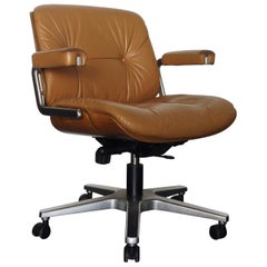 Vintage Leather Office or Desk Chair Swiss by Martin Stoll, 1970s