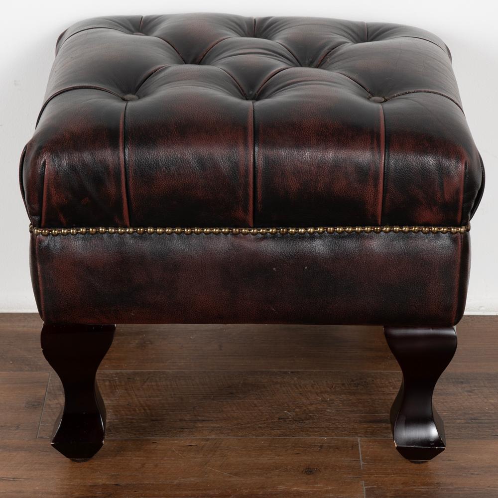 Chesterfield Vintage Leather Ottoman from Denmark, circa 1980