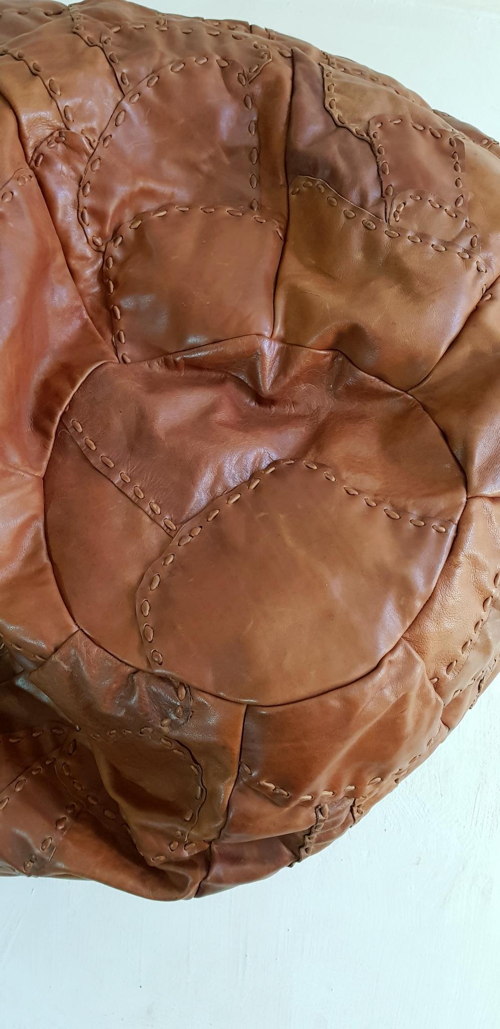 20th Century Vintage Leather Patchwork De Sede Style Bean Bag Made in Italy