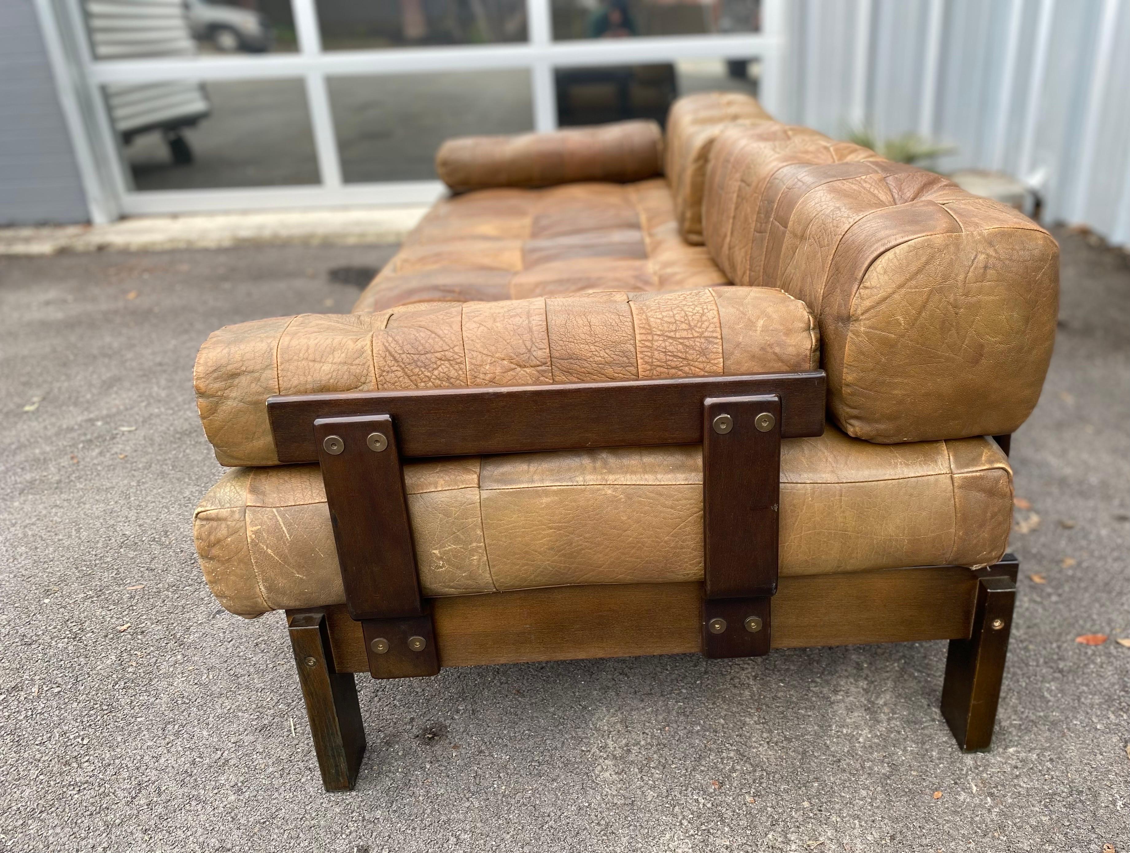1970's wood frame couch with removable cushions