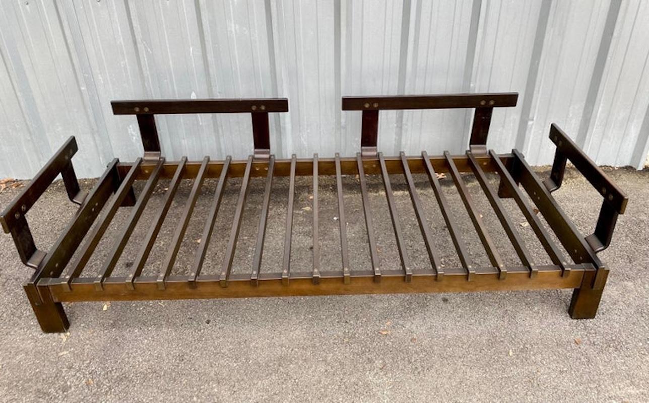 Vintage Leather Patchwork Sofa Daybed, Circa 1970s In Good Condition For Sale In San Antonio, TX