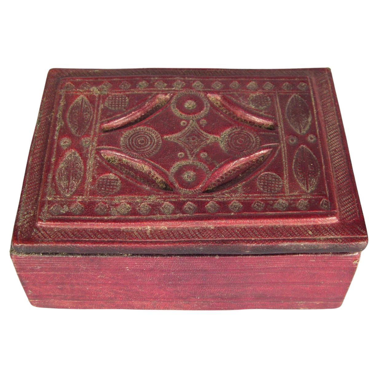 Vintage Leather Playing Card Case in Garnet Red -1Y16
