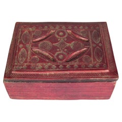 Vintage Leather Playing Card Case in Garnet Red -1Y16