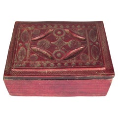 Porte-cartes de jeu vintage rouge grenat -1Y16
