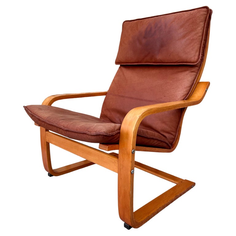 Chaise longue Poäng en cuir vintage par Noboru Nakamura pour Ikea En vente  sur 1stDibs
