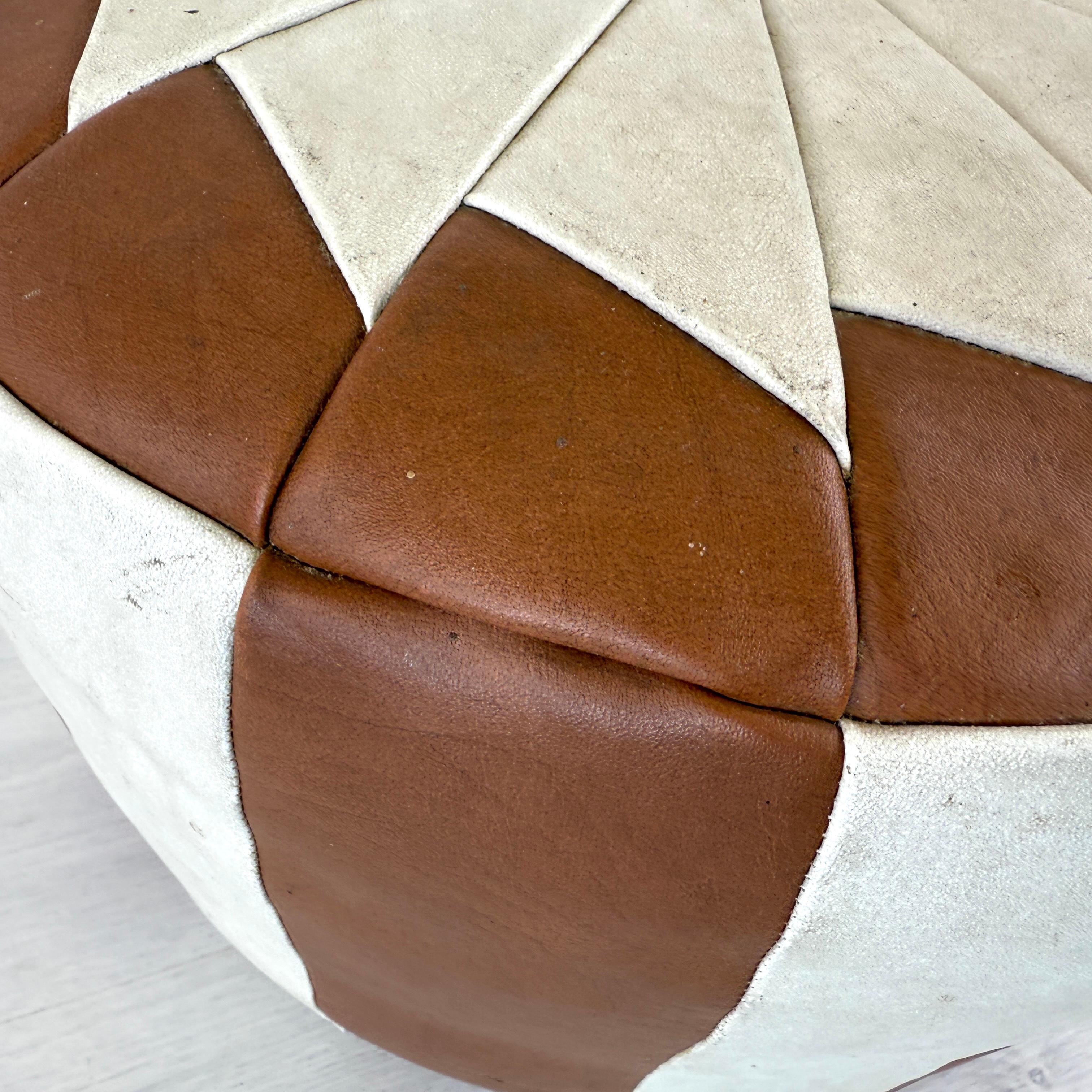 20th Century Vintage Leather Pouf For Sale