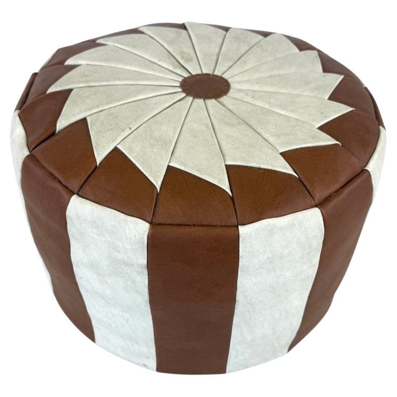 Vintage Leather Pouf For Sale