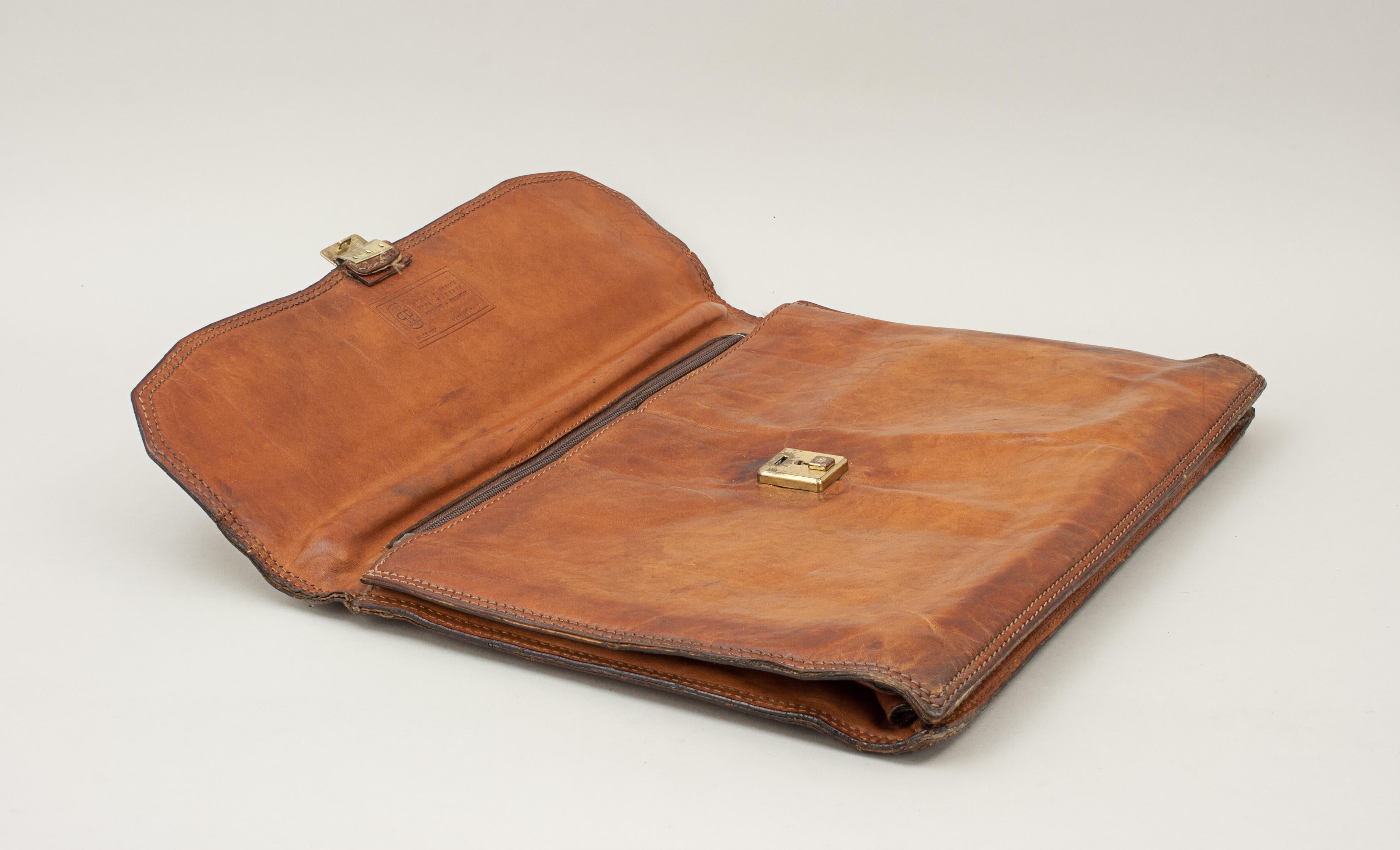 Italian Vintage Leather Principe Expandable Attache Case Brief Case