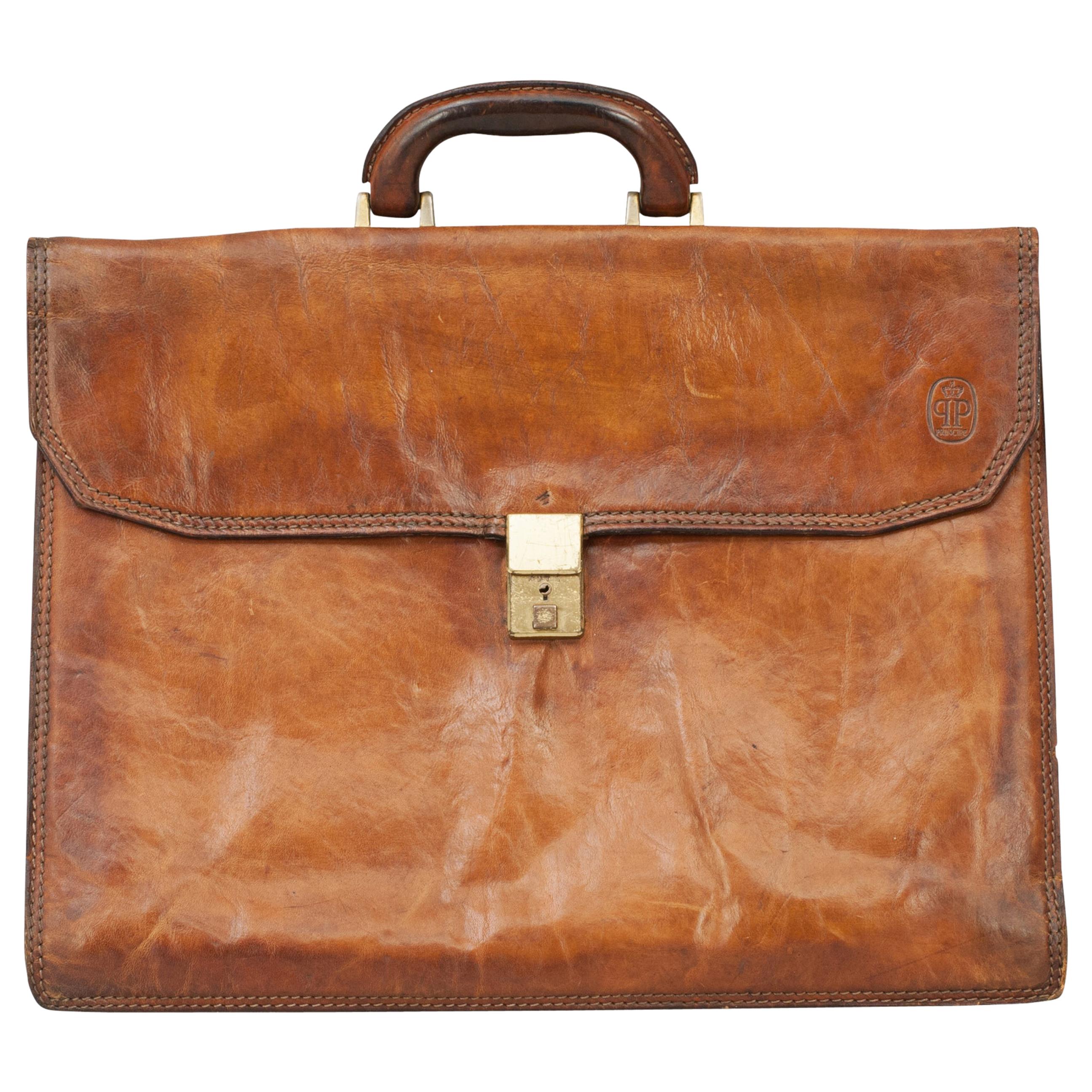 Vintage Leather Principe Expandable Attache Case Brief Case