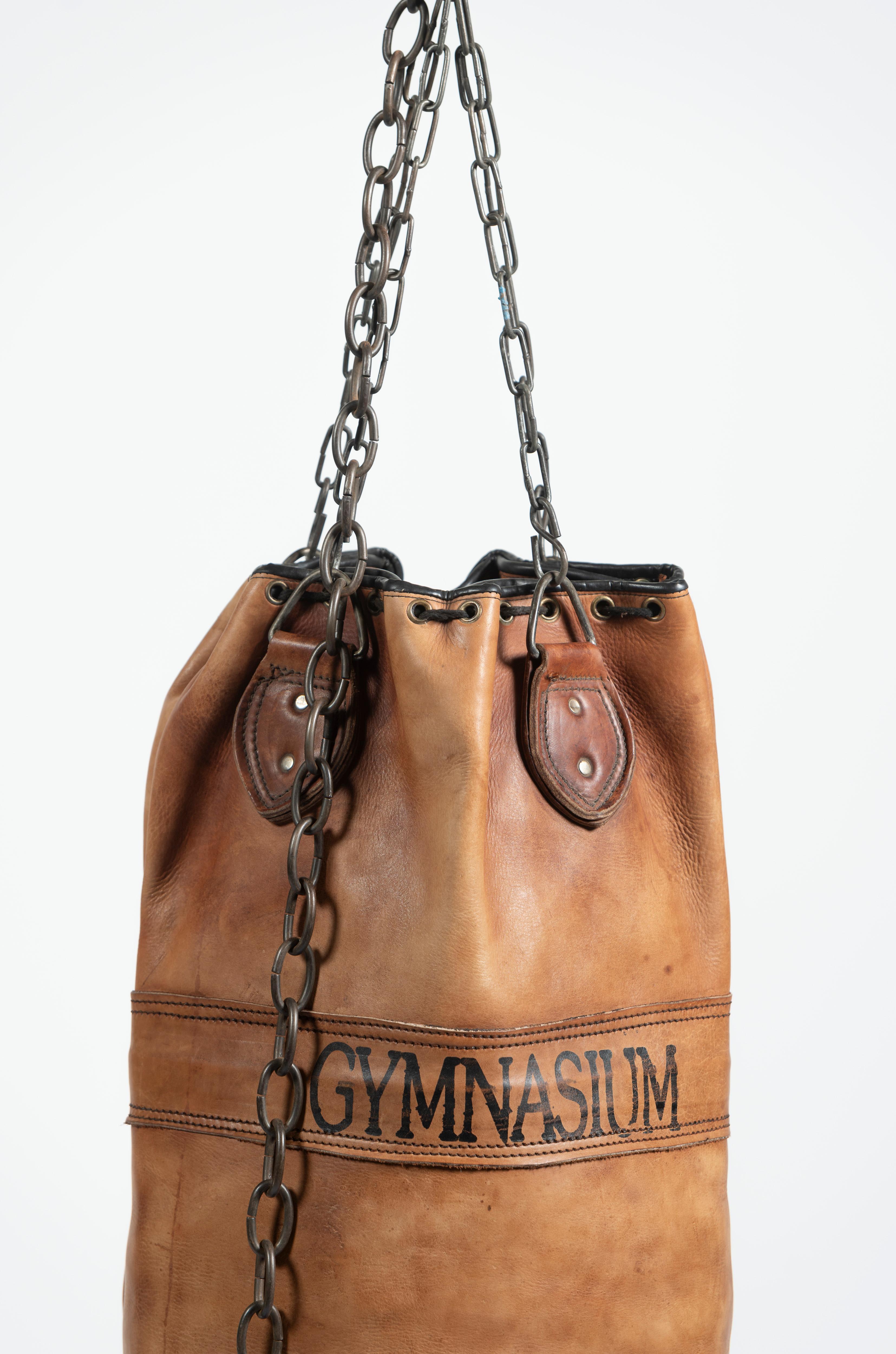 brown leather punching bag