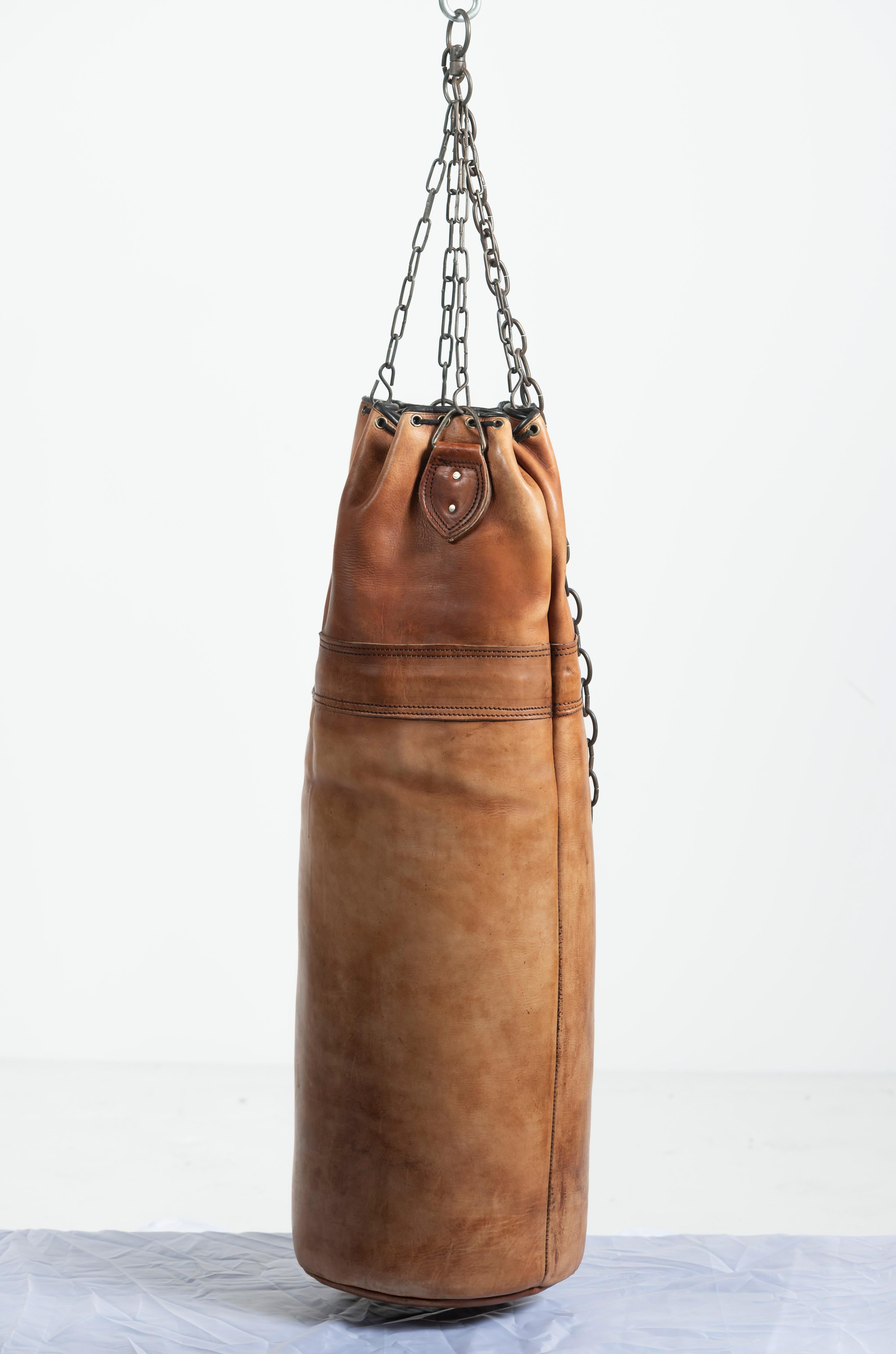 brown leather boxing bag