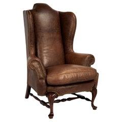 Wingback Vintage de Cuero Estilo Queen Anne  Silla de Beacon Hill