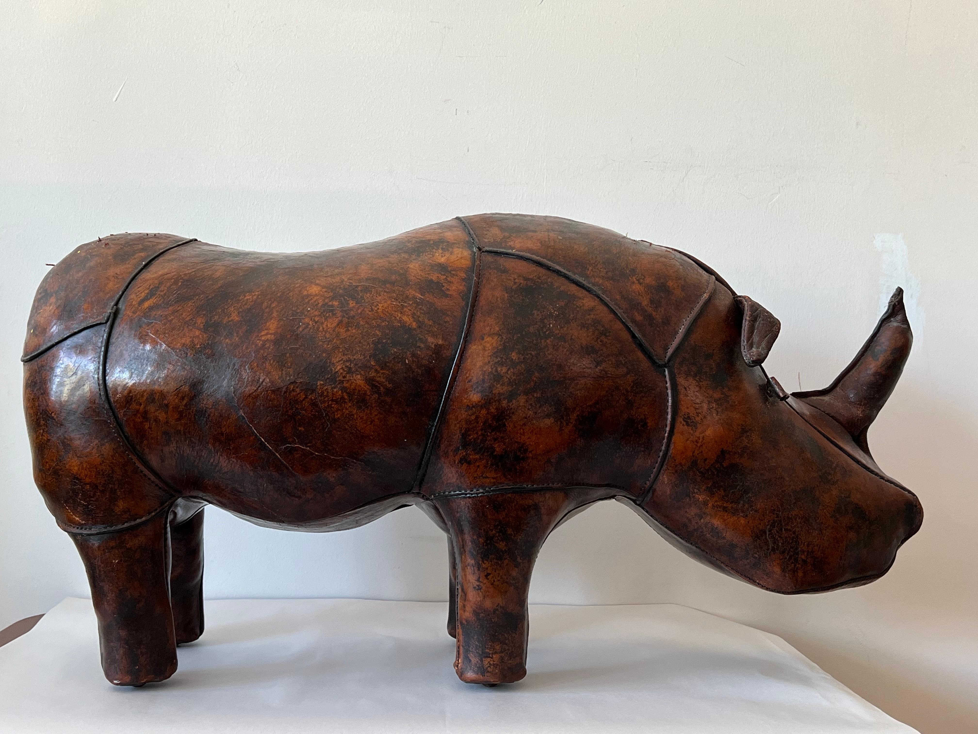 Vintage Leather Rhino Footstool by Abercrombie & Fitch, 1950s For Sale 9