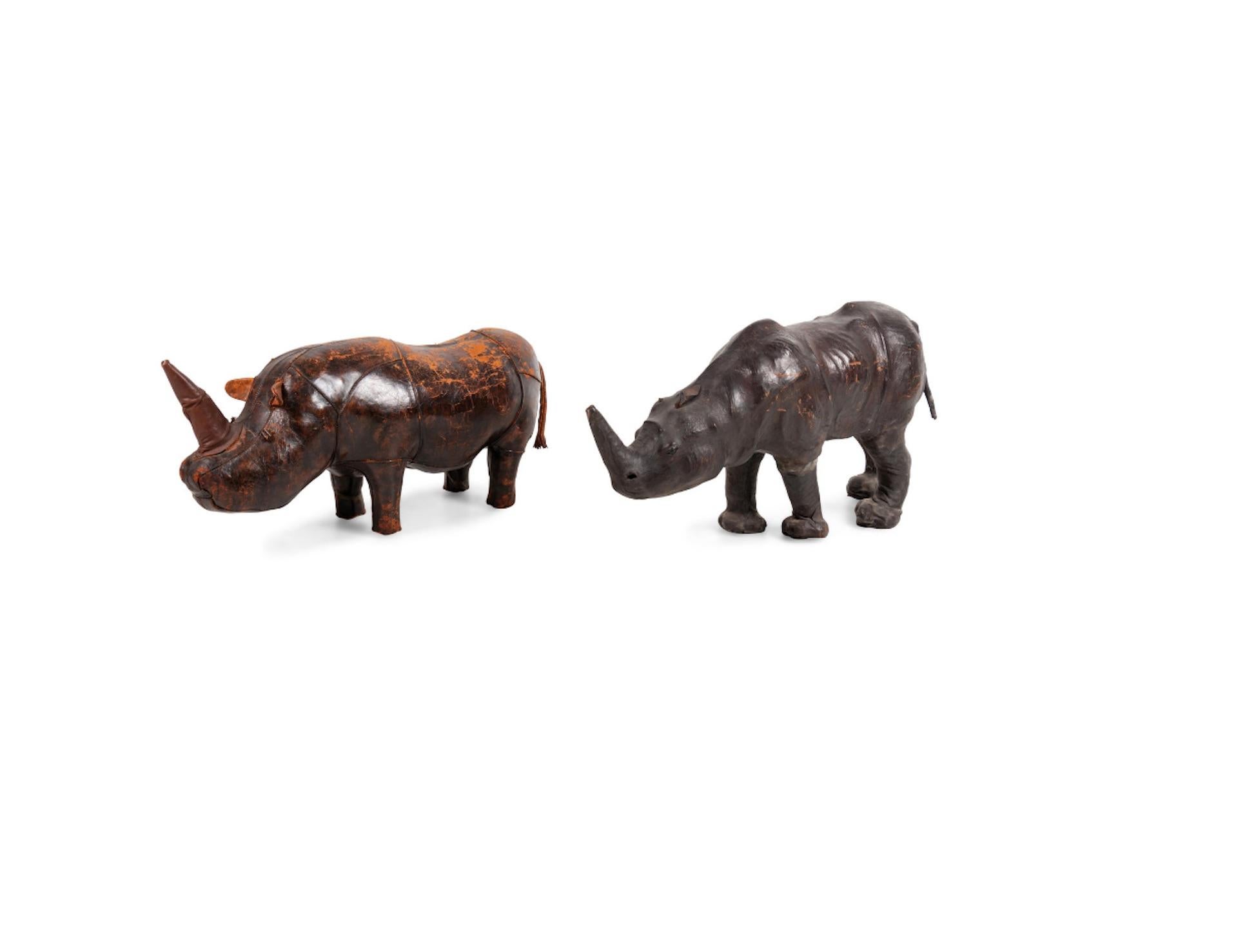 Poggiapiedi Rhino in pelle vintage di Abercrombie & Fitch, 1950, prezzo per articolo In condizioni buone in vendita a Buchanan, MI