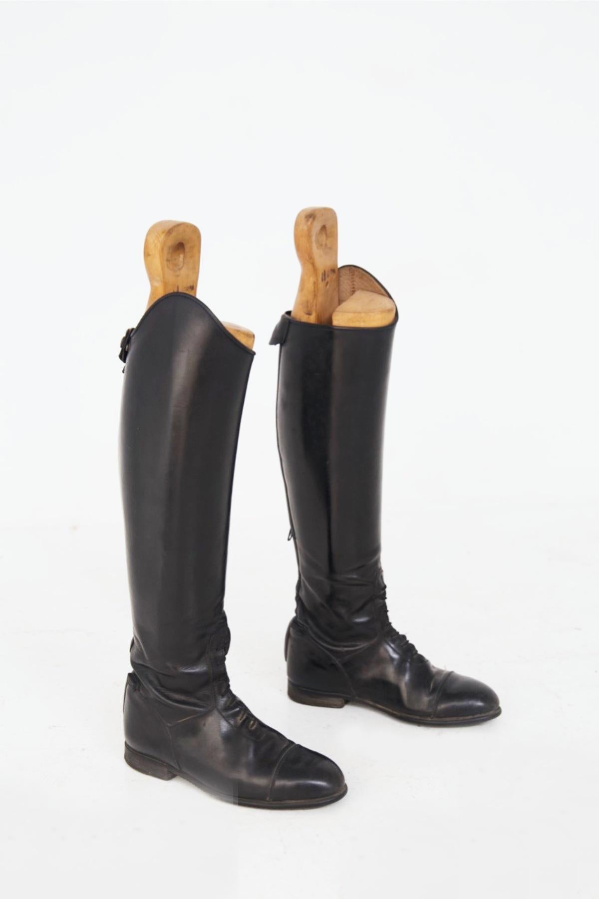 Vintage Leather Riding Boots In Good Condition For Sale In Milano, IT