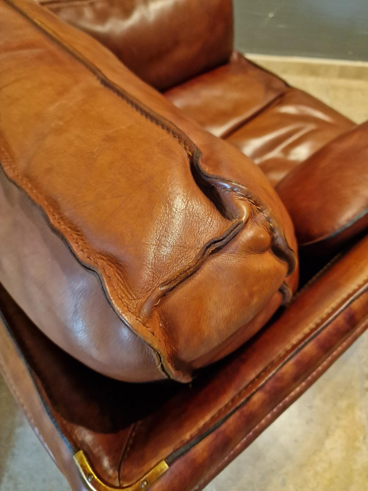Leather Vintage leather Roche Bobois armchair