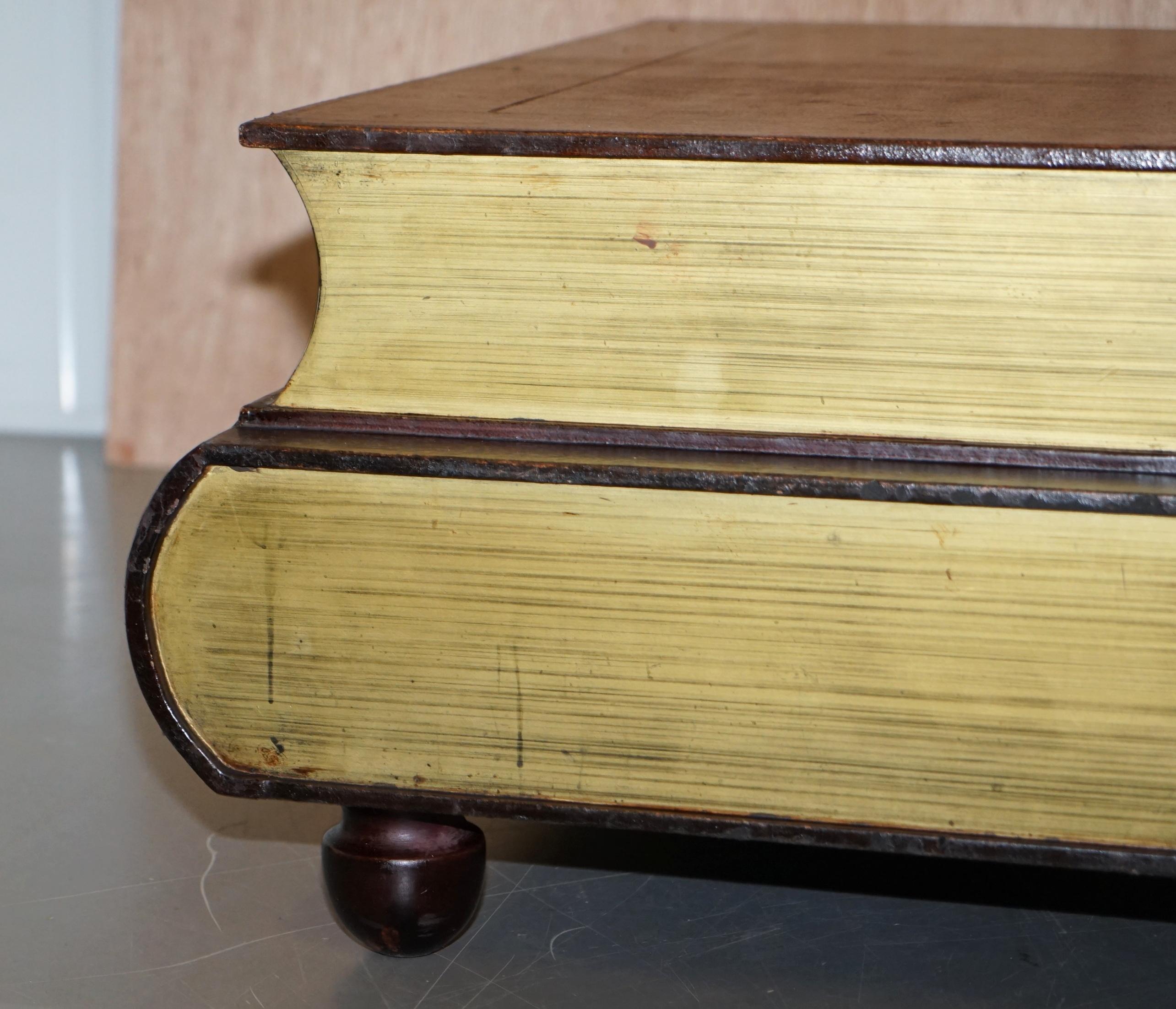 Hand-Crafted Vintage Leather Scholars Stacked Library Books Coffee Table with 2 Large Drawers