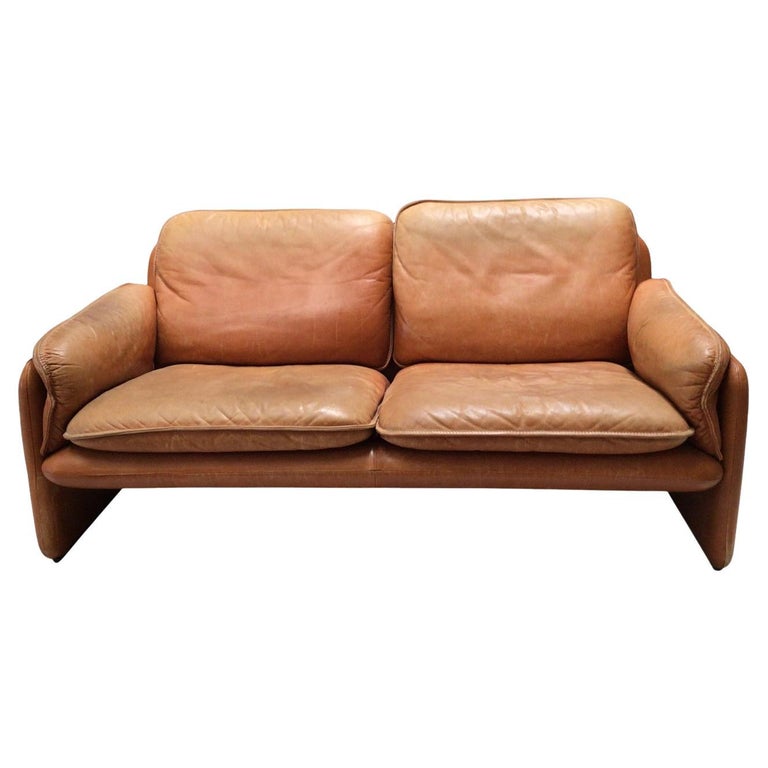 Vintage Leather Settee For Sale at 1stDibs
