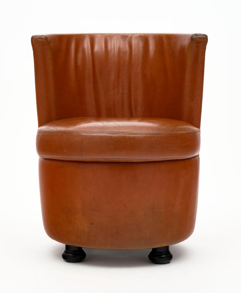 Vintage Leather Side Chair For Sale at 1stDibs
