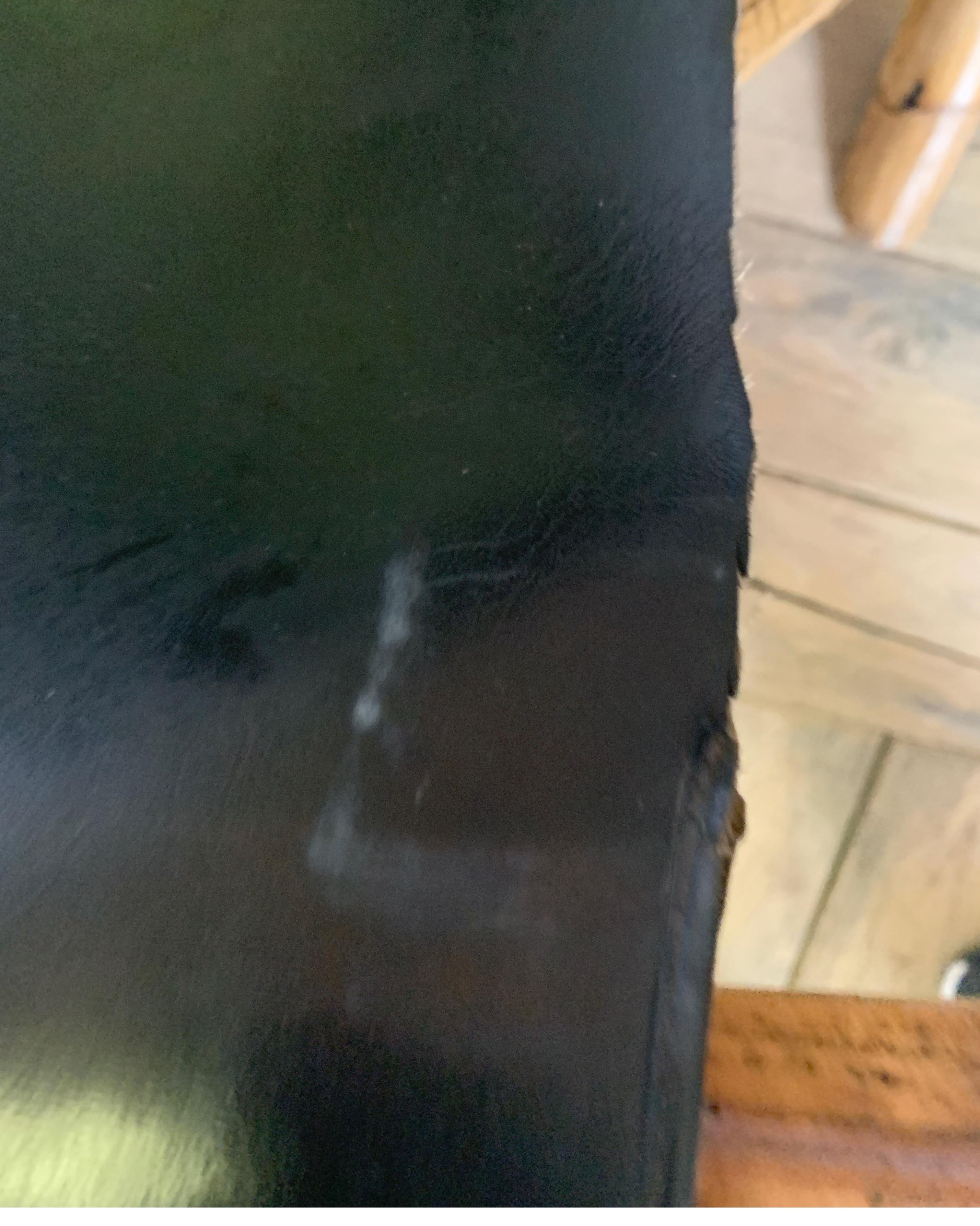 Vintage Leather Sling Back Black Leather and Bamboo Chair For Sale 3