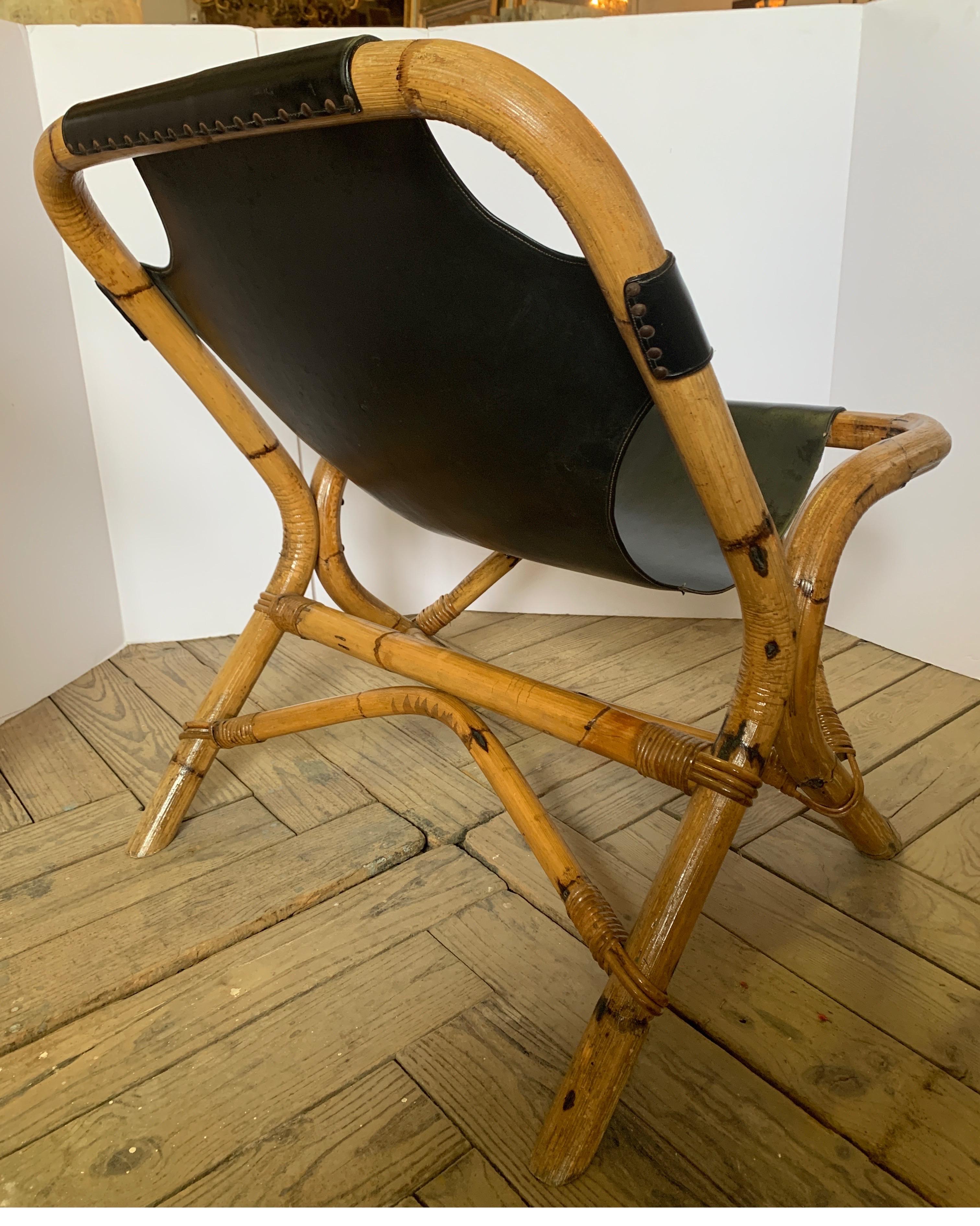 vintage leather sling chair