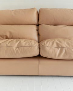 Vintage Leather Sofa, 4-6 Seater in Blush Colour, 1970s
