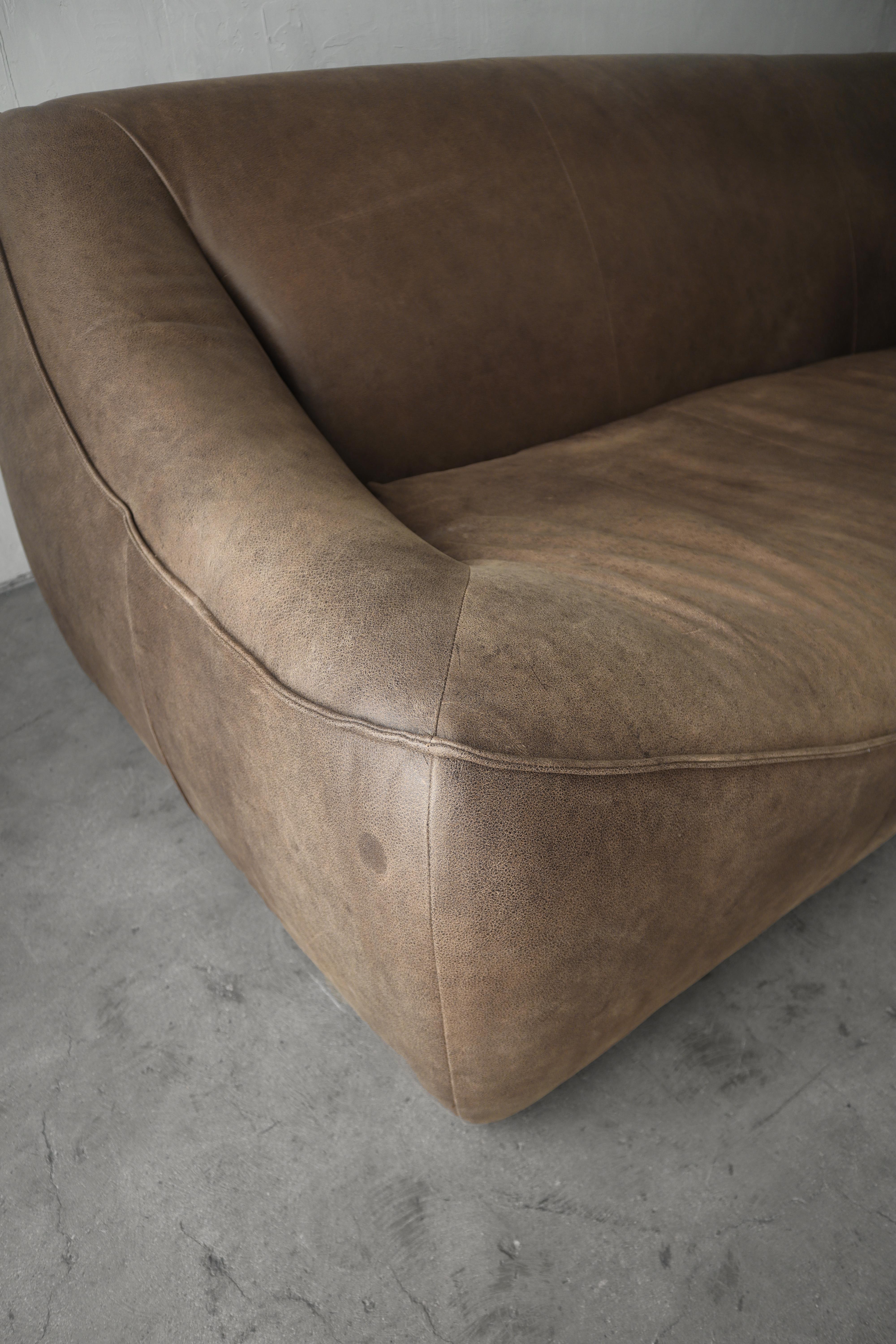 20th Century Vintage Leather Sofa After Gerard Van Den Berg