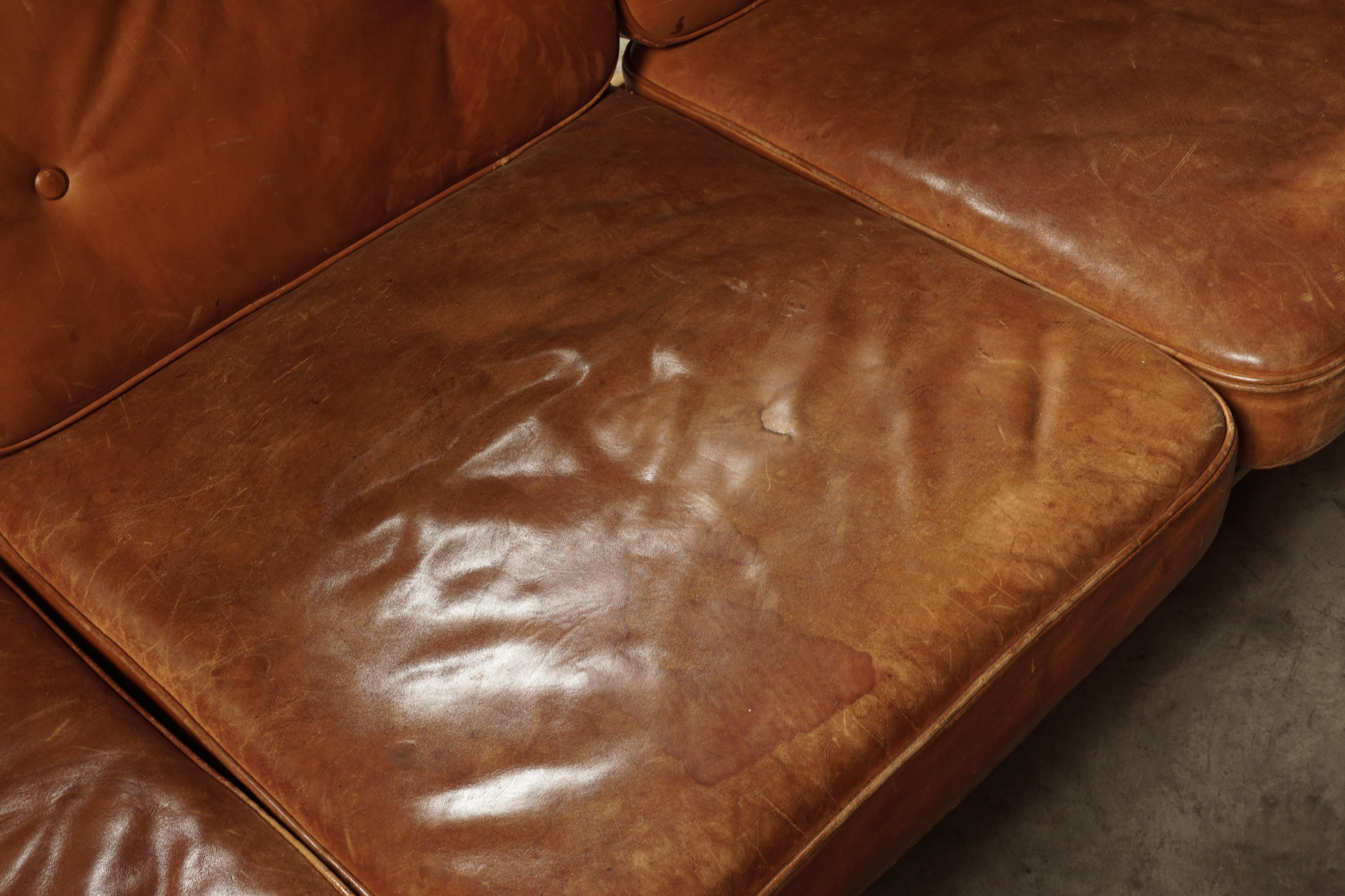 Mid-20th Century Vintage Leather Sofa Designed by Hans Wegner, Model 236, Denmark, 1950s