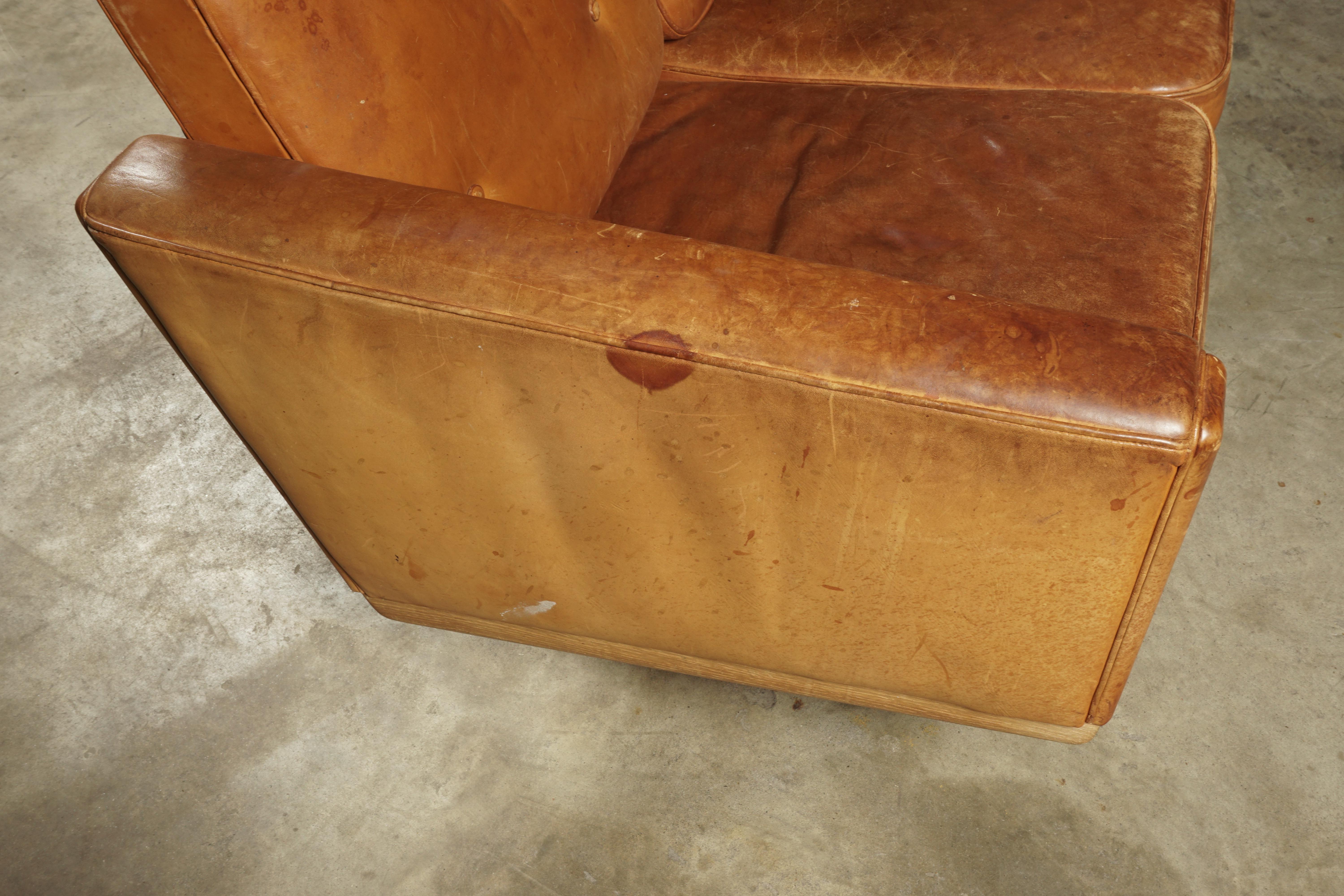 Vintage Leather Sofa Designed by Hans Wegner, Model 236, Denmark, 1950s 1