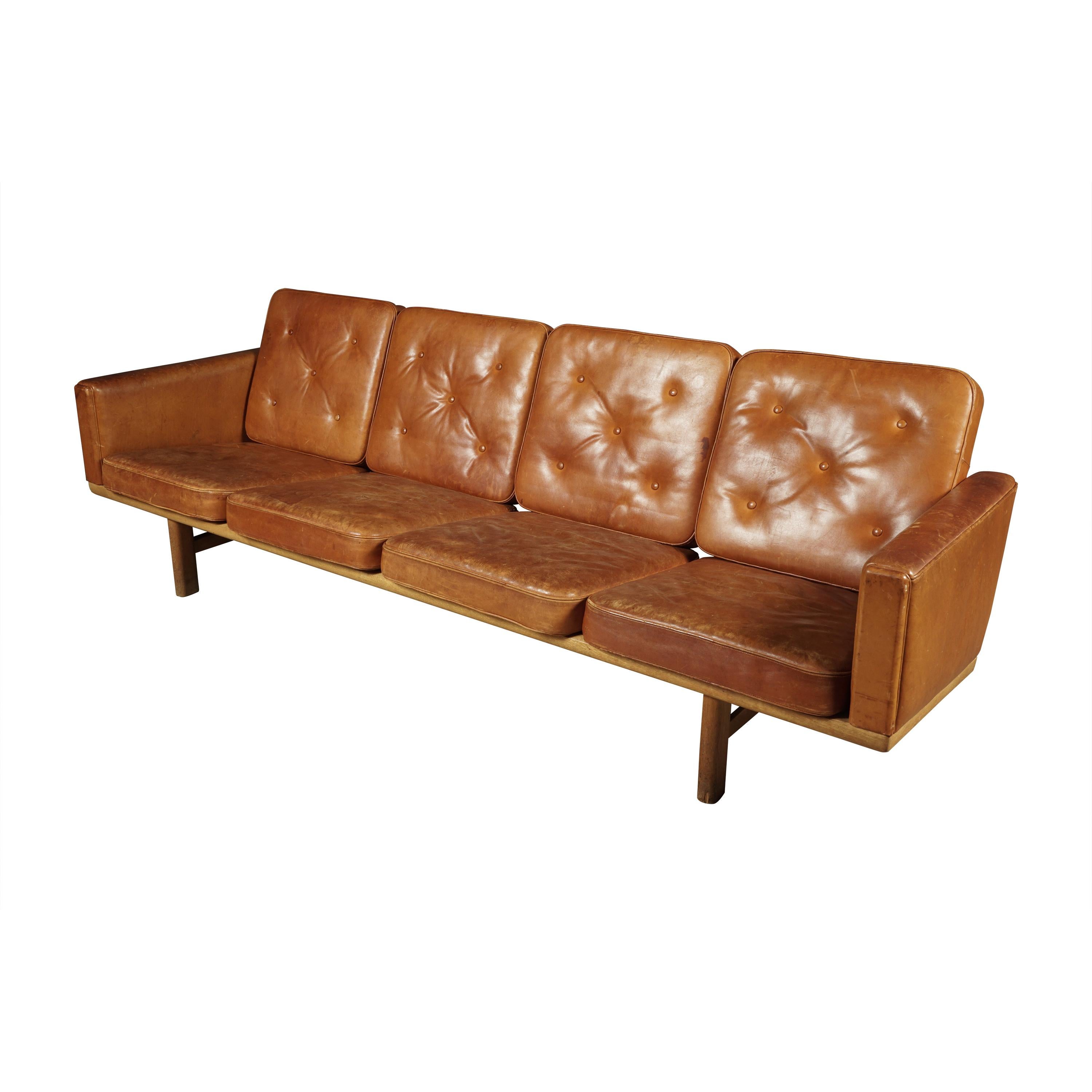 Vintage Leather Sofa Designed by Hans Wegner, Model 236, Denmark, 1950s at  1stDibs | retro leather couch, vintage leather couches, leather sofa vintage