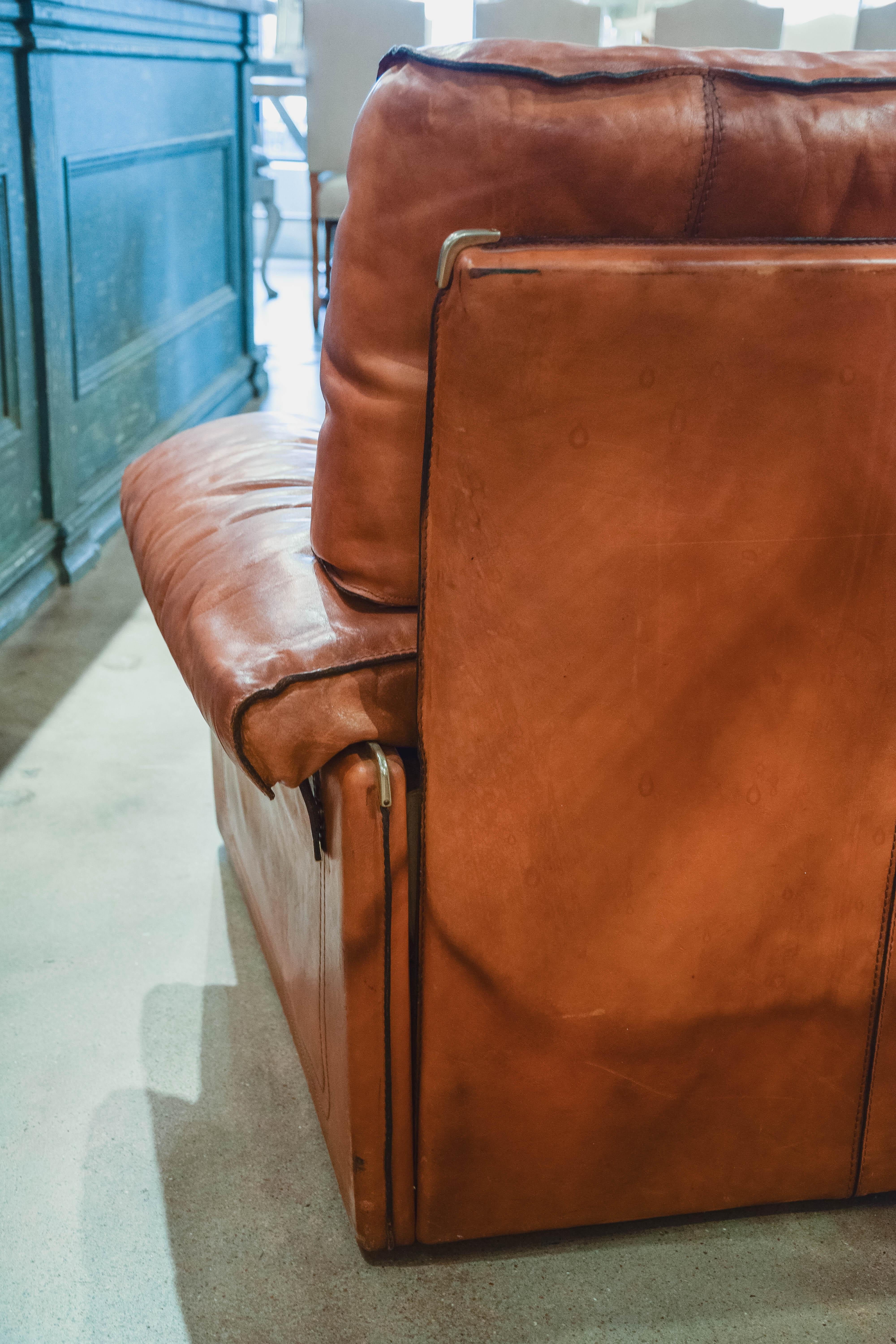 Vintage Leather Sofa in the Style of Arcon 4