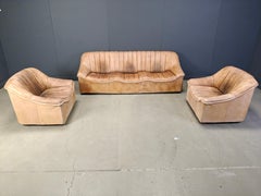 Vintage leather sofa set, 1960s