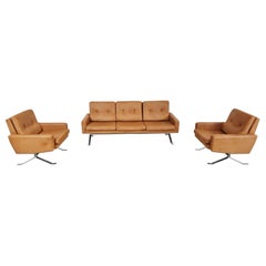 Vintage Leather Sofa Set, 1960s