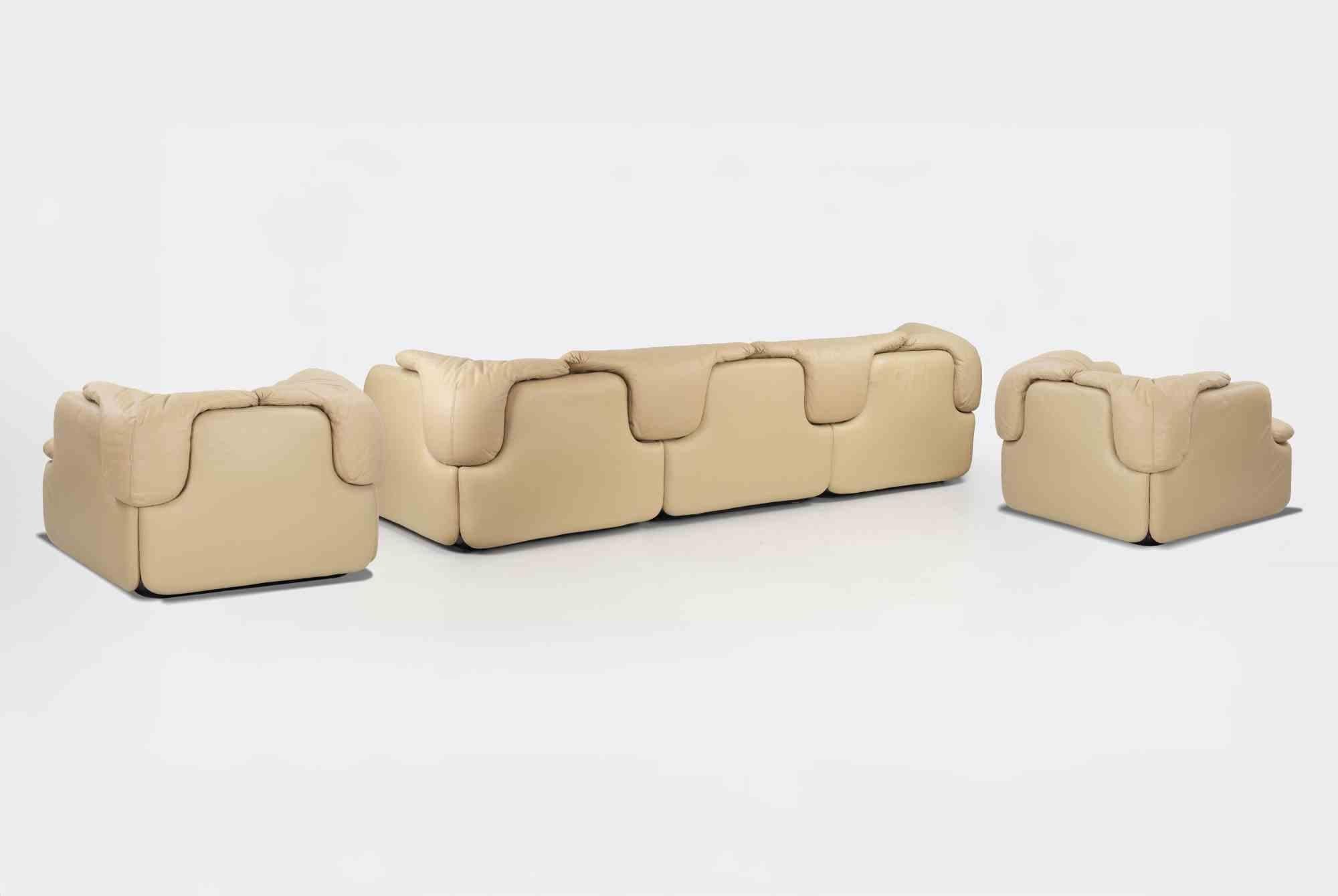 Vintage Leather Sofa Set 