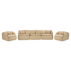 Vintage Leather Sofa Set "Confidential" by  A. Rosselli for Sapori, italy, 1970s