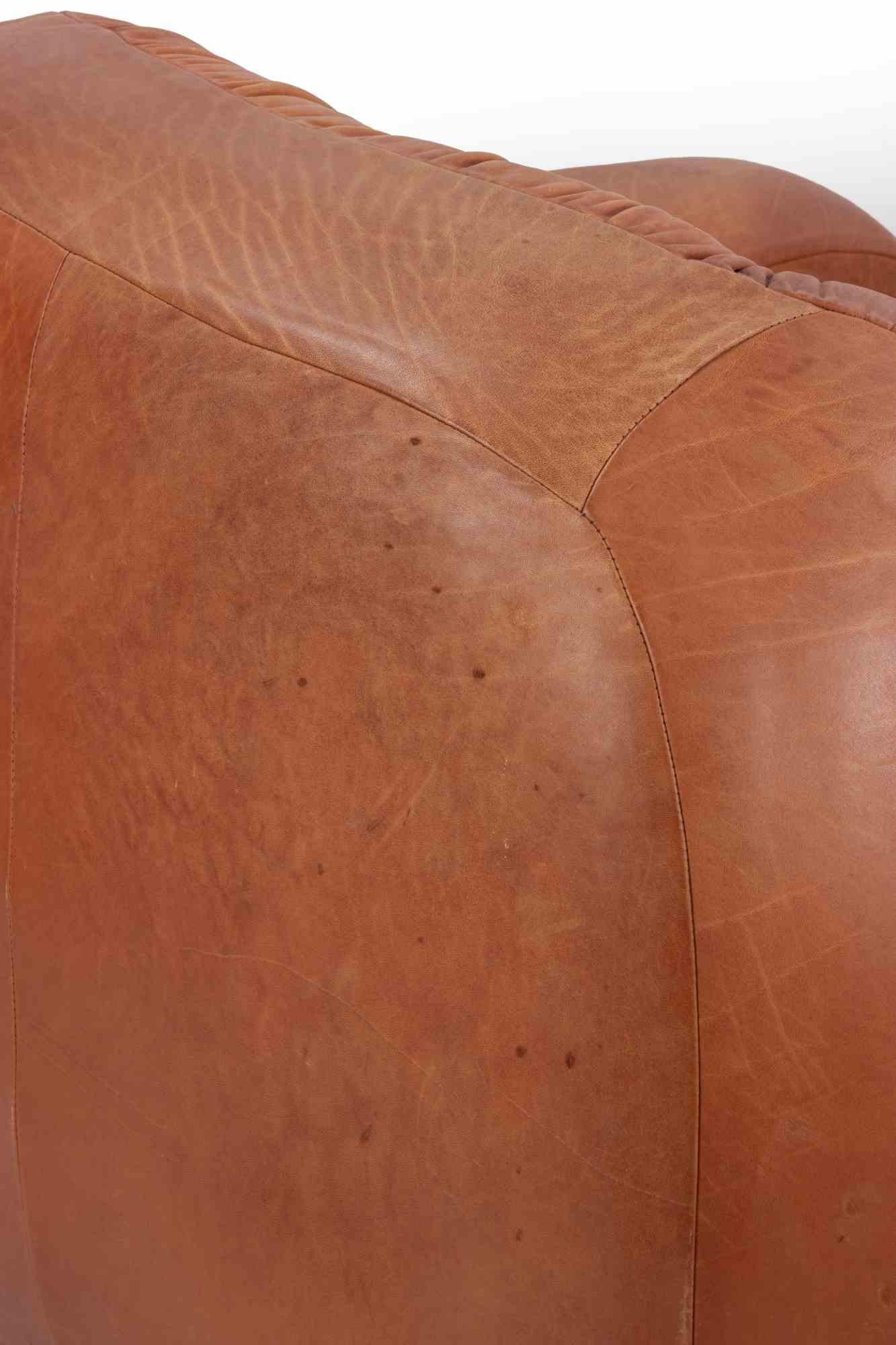 Vintage Leather Sofa Set in the style of Giuseppe Munari, Italy, 1970s For Sale 1