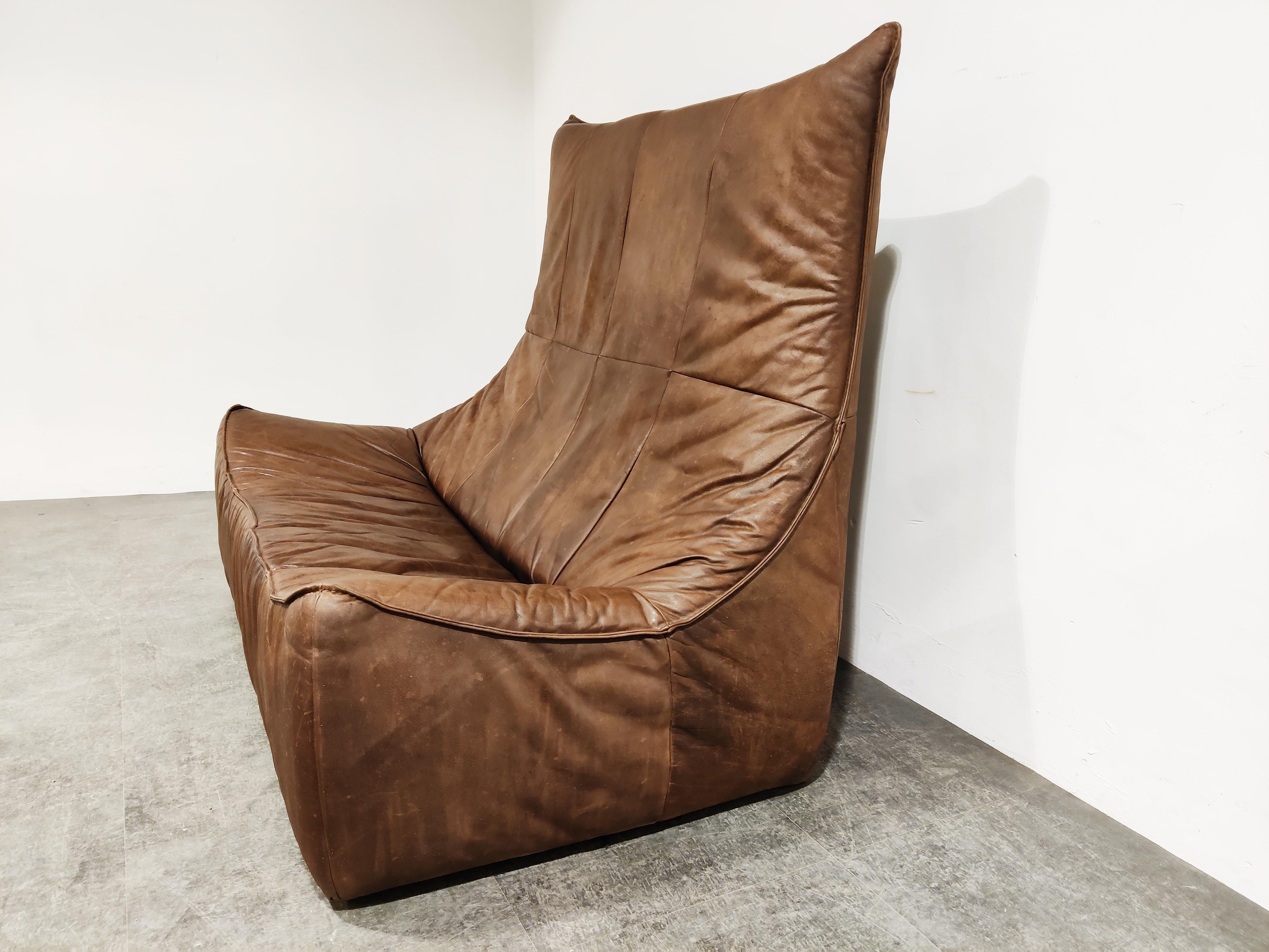 Vintage Leather Sofa 'the Rock' by Gerard Van Den Berg for Montis, 1970s In Good Condition In Leuven, Vlaams Gewest