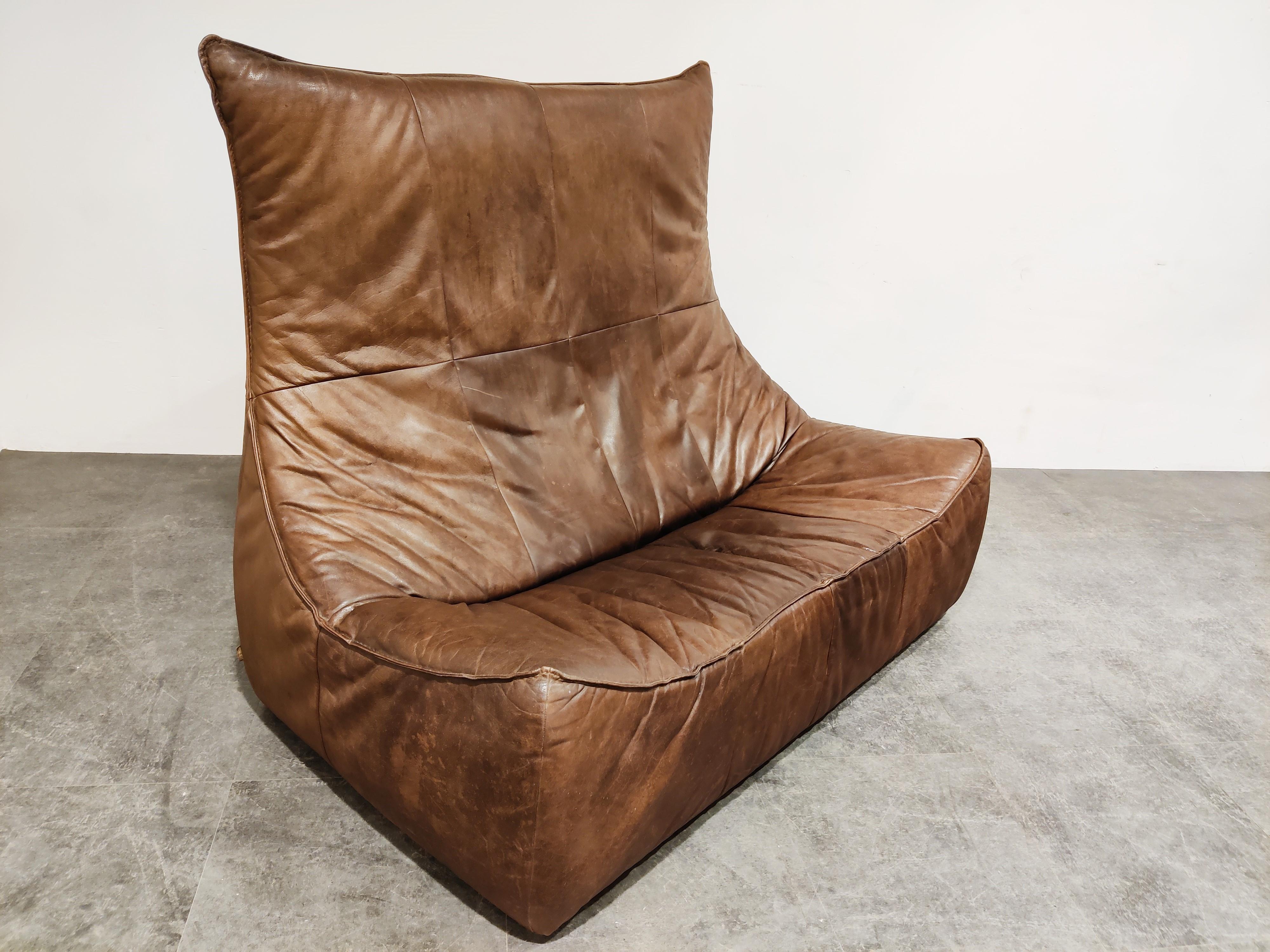 Late 20th Century Vintage Leather Sofa 'the Rock' by Gerard Van Den Berg for Montis, 1970s