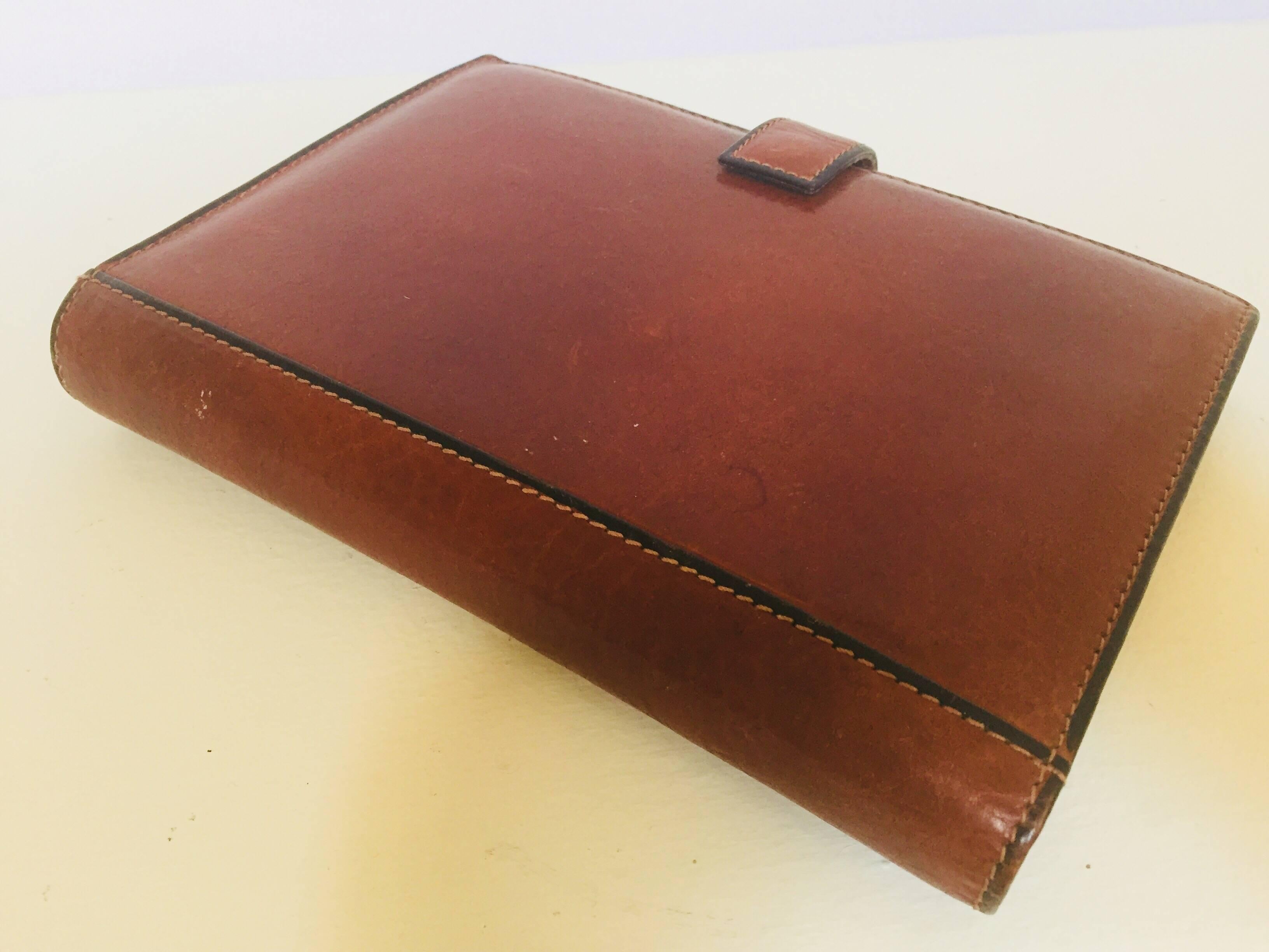 20th Century Vintage Leather Stitched Agenda Refillable by Tumi For Sale