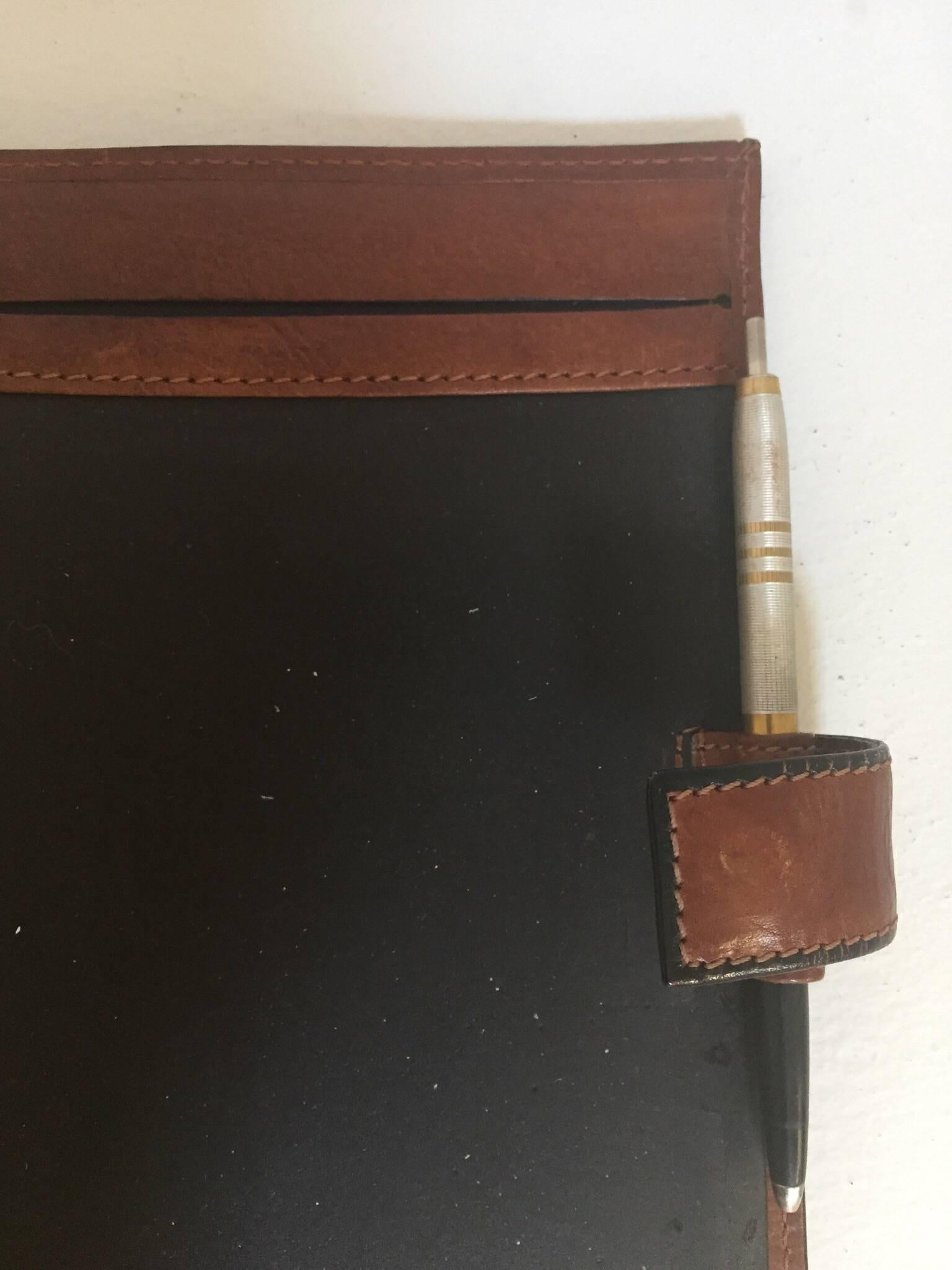 American Vintage Leather Stitched Agenda Refillable by Tumi For Sale