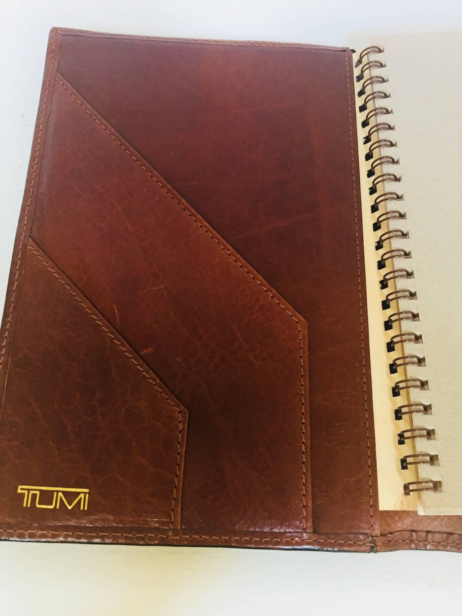 Vintage Leather Stitched Agenda Refillable by Tumi For Sale 1