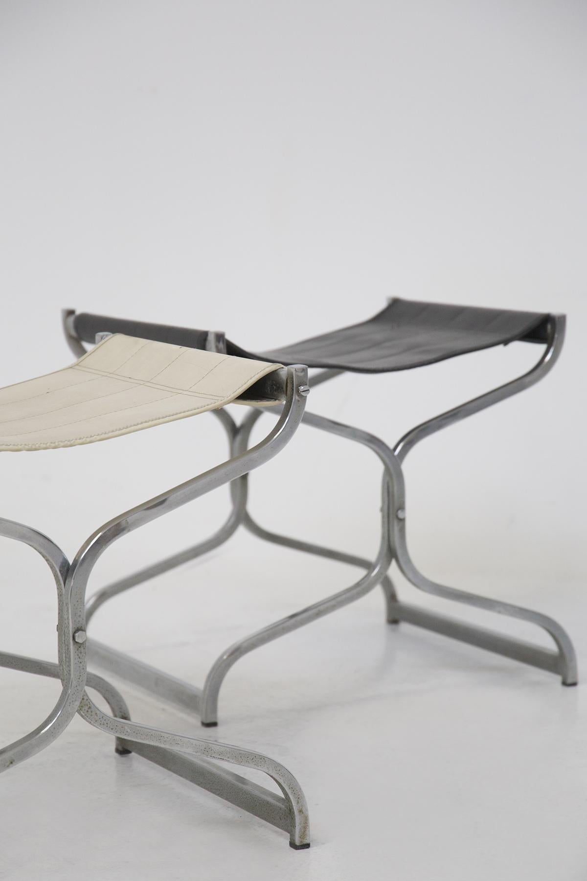 Vintage Leather Stools by Caccia Dominioni and Introini for Vips Residence 1